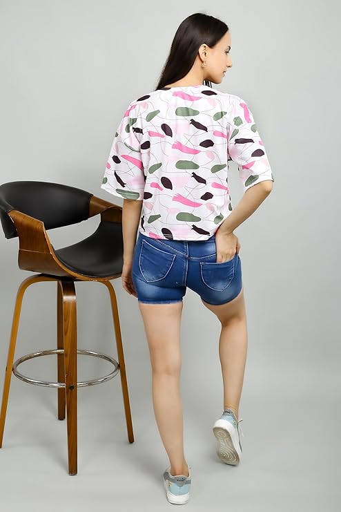 PERFECTPIVOT Women's Cotton Blend Tie-Dye Printed Top for Women Western Tees Travel, Casual, Night Wear Western Tops