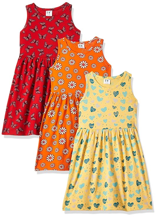T2F Girls Knee-Length Casual Dress(Pack of 3)
