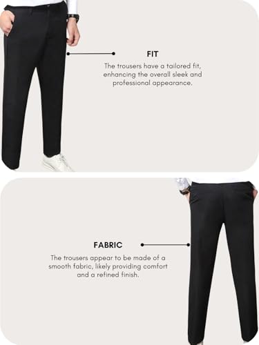 GRECIILOOKS Men Relaxed Fit Mid Rise Trouser Pants (GL-TP-1032-S-BLACK)