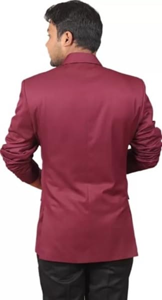 Men's Formal Maroon, Single Breasted Blazer, Business Casual Style (in, Numeric, 40, Maroon)