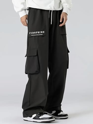 IndoPrimo Men Cargo || Men Cargo Pants || Men Cargo Pants Cotton || Cargos for Men || Men Cargo Trouser - Miami (in, Alpha, M, Black)