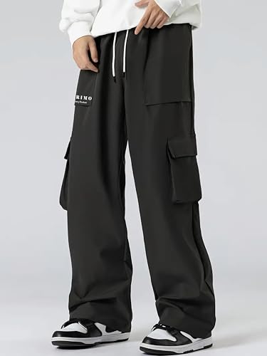 IndoPrimo Men Cargo || Men Cargo Pants || Men Cargo Pants Cotton || Cargos for Men || Men Cargo Trouser - Miami (in, Alpha, M, Black)