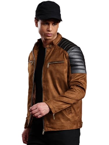 Leather Retail Men’s Casual Regular Fit Suede Jacket Brown M