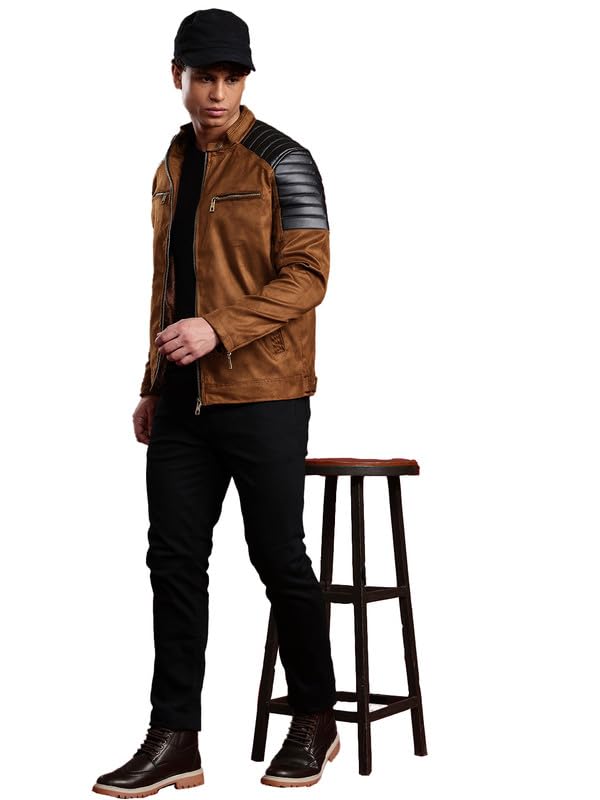 Leather Retail Men’s Casual Regular Fit Suede Jacket Brown M