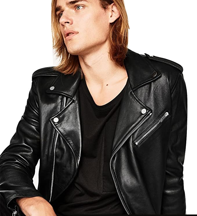 Leather Retail Faux Leather Men's Standard Length Biker Jacket Black Xl