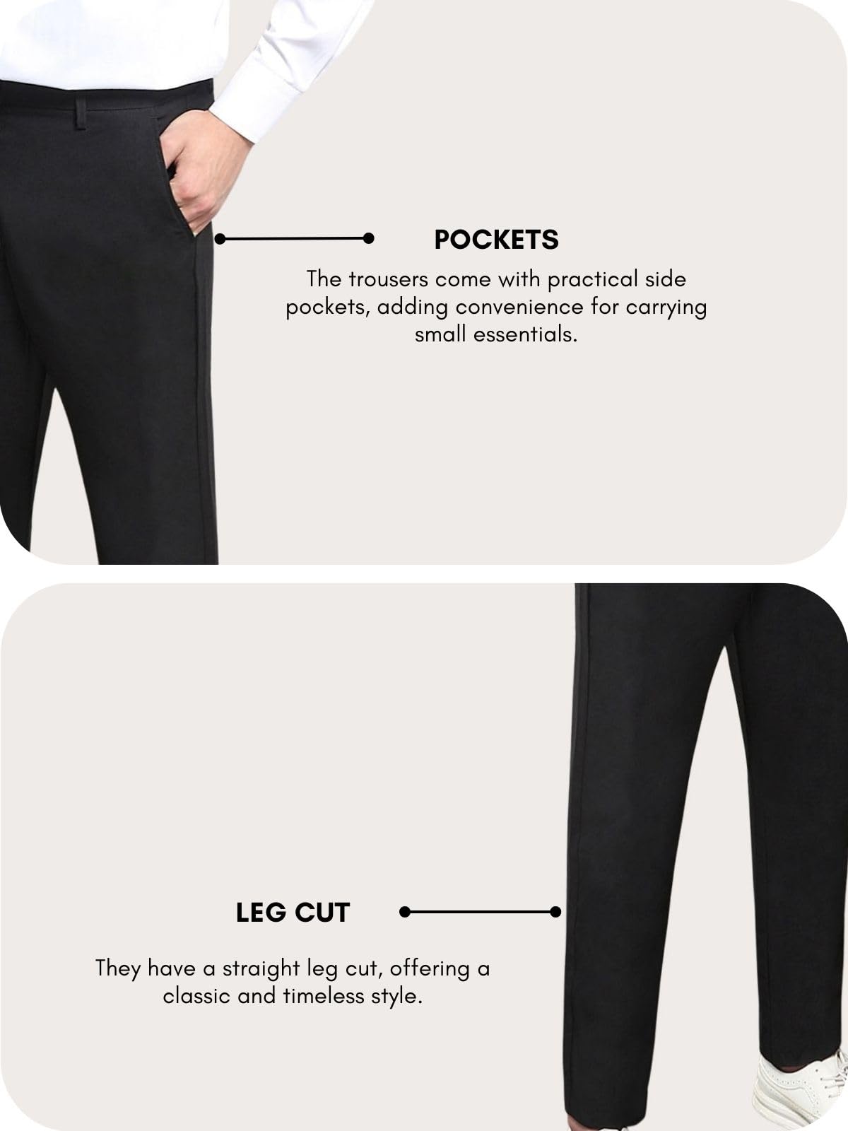GRECIILOOKS Men Relaxed Fit Mid Rise Trouser Pants (GL-TP-1032-S-BLACK)