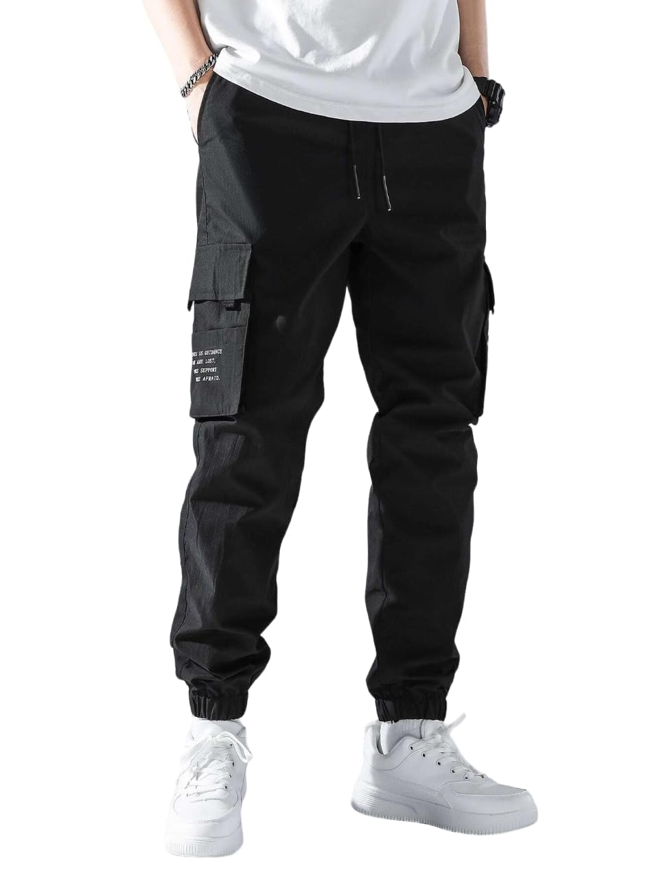 Men Cargo || Men Cargo Pants || Men Cargo Pants Cotton || Cargos for Men (1037) (S) Black