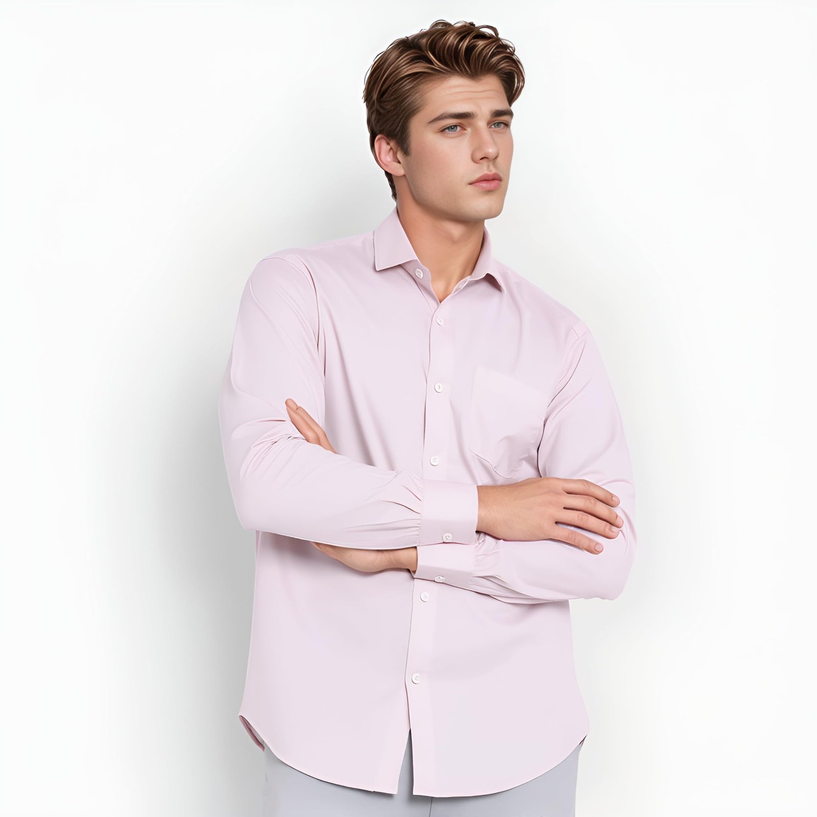 YSYB Dezines Formal Shirt for Men, Office Wear Cotton Blend Full Sleeve Shirt, Casul & Party Shirts for Men, Color Pink, Size 40