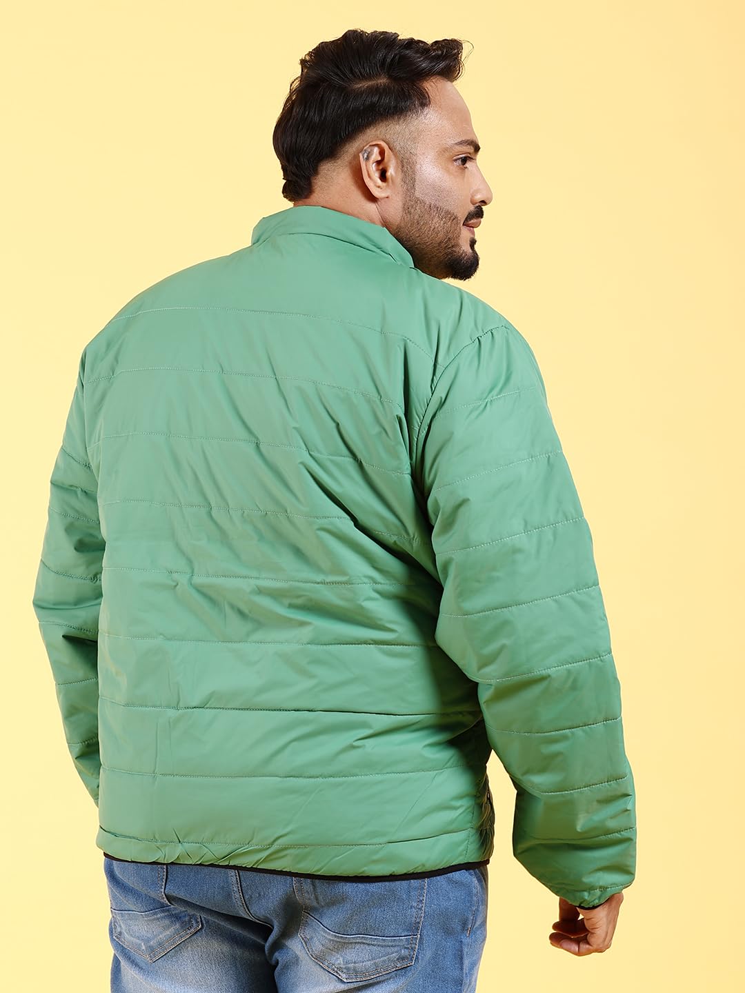 Hardsoda Mens Polyester Standard Length Quilted Jacket (0223-Hsjkt04-05_Dark Green_3Xl)