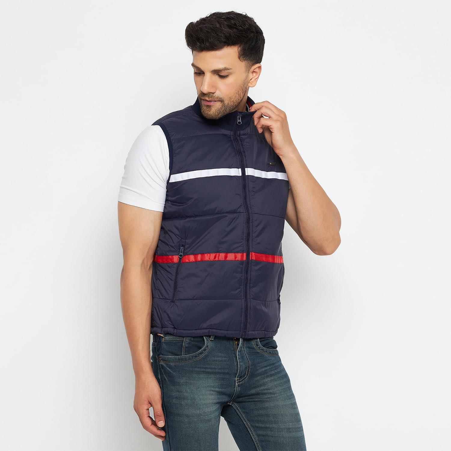 Duke Stardust Men Sleeveless Jacket (SDZ1841_Navy_L)