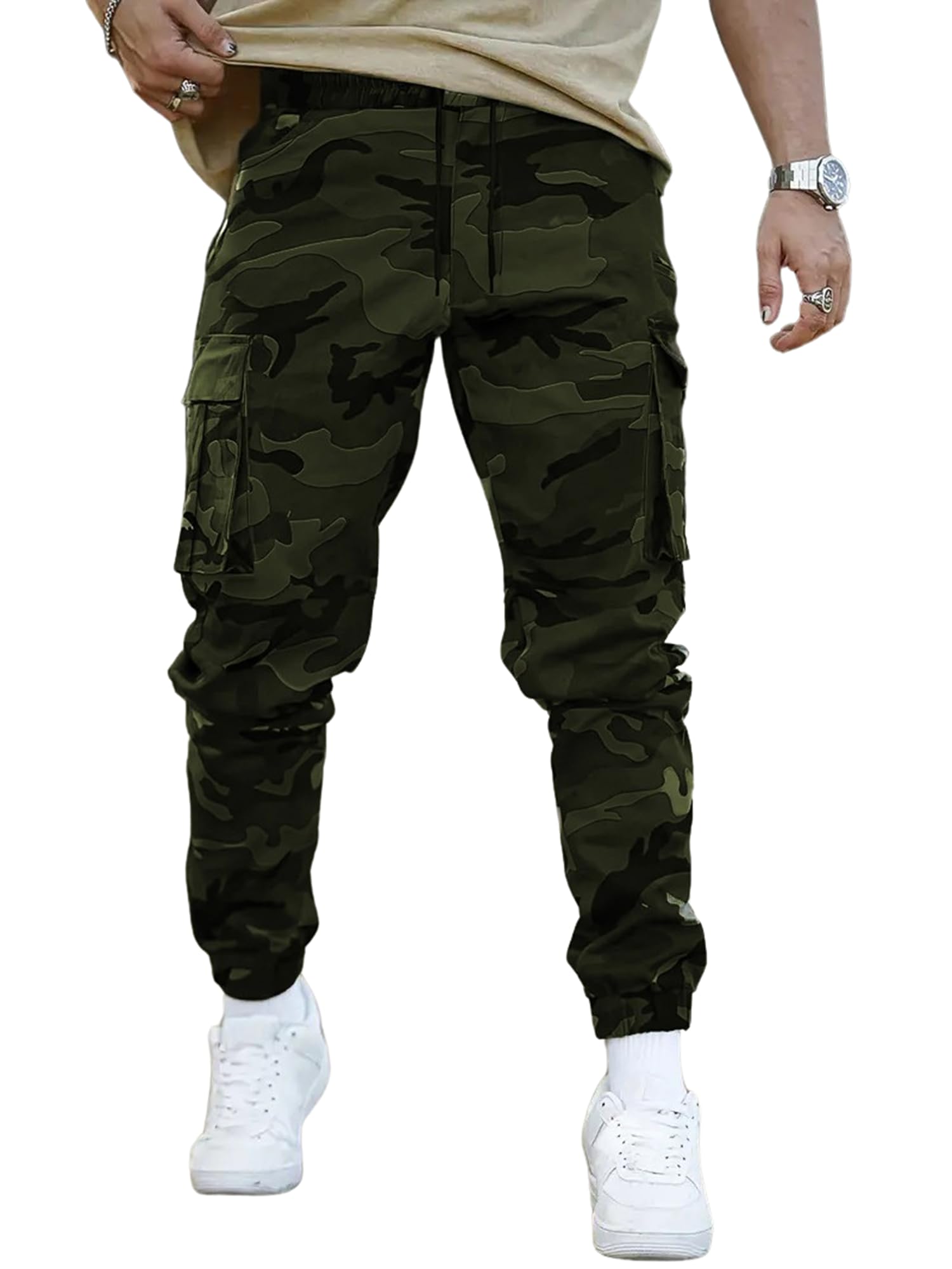 Lymio Men Cargo || Men Cargo Pants || Men Cargo Pants Cotton || Cargos for Men (Army) (M, Green)
