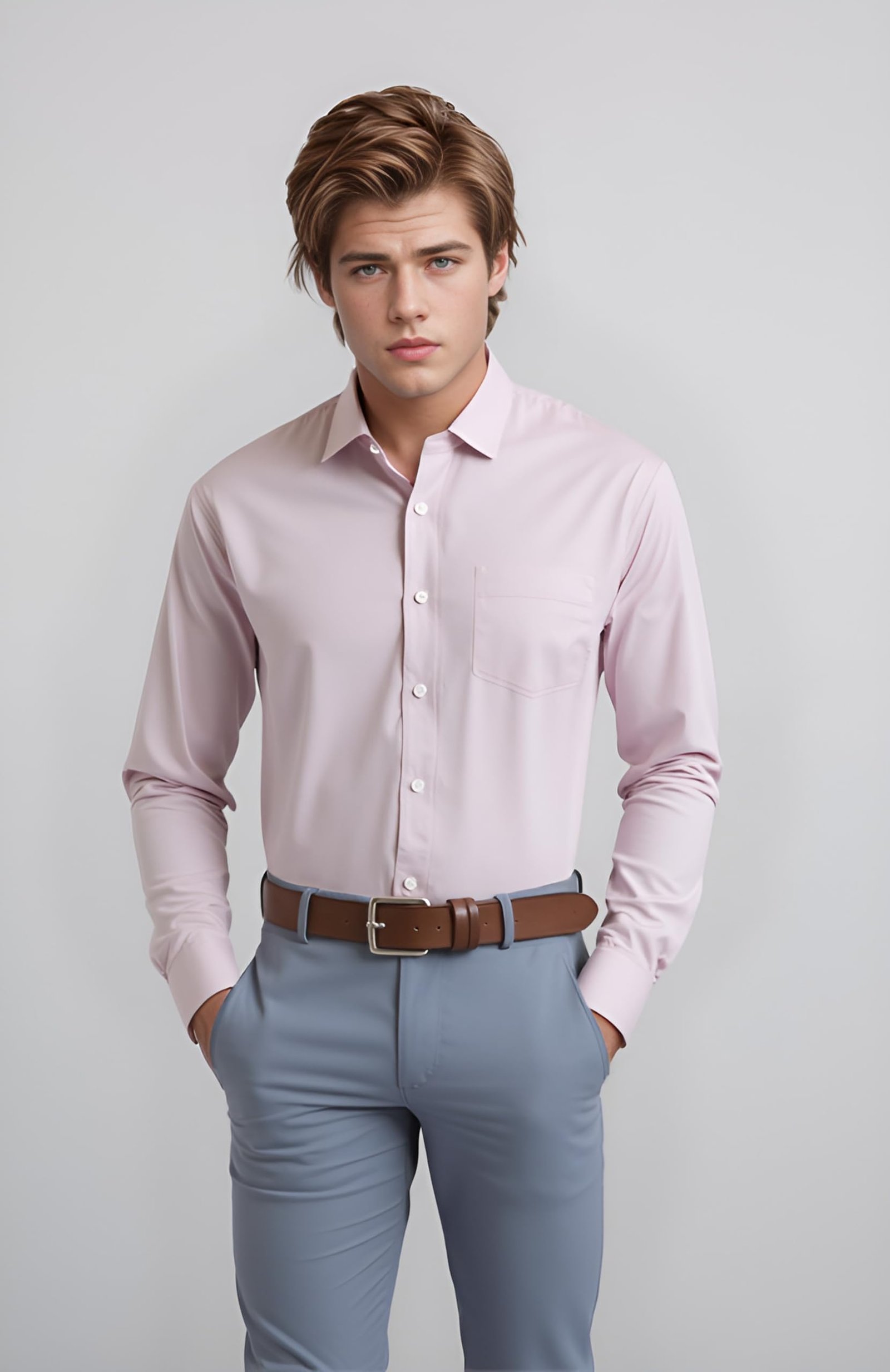 YSYB Dezines Formal Shirt for Men, Office Wear Cotton Blend Full Sleeve Shirt, Casul & Party Shirts for Men, Color Pink, Size 40