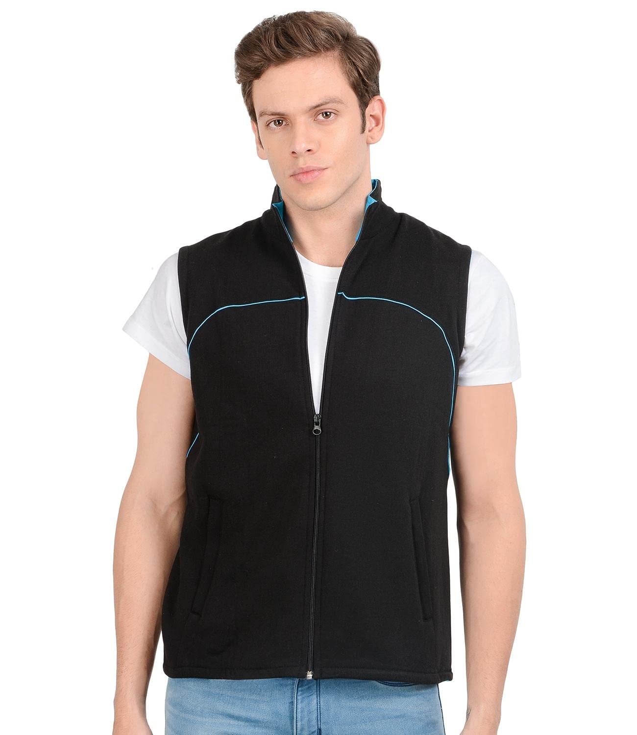 Scott International Men's Cotton Regular Fit Sleeveless Casual Jacket (FBA jslv1l_Black_Large)