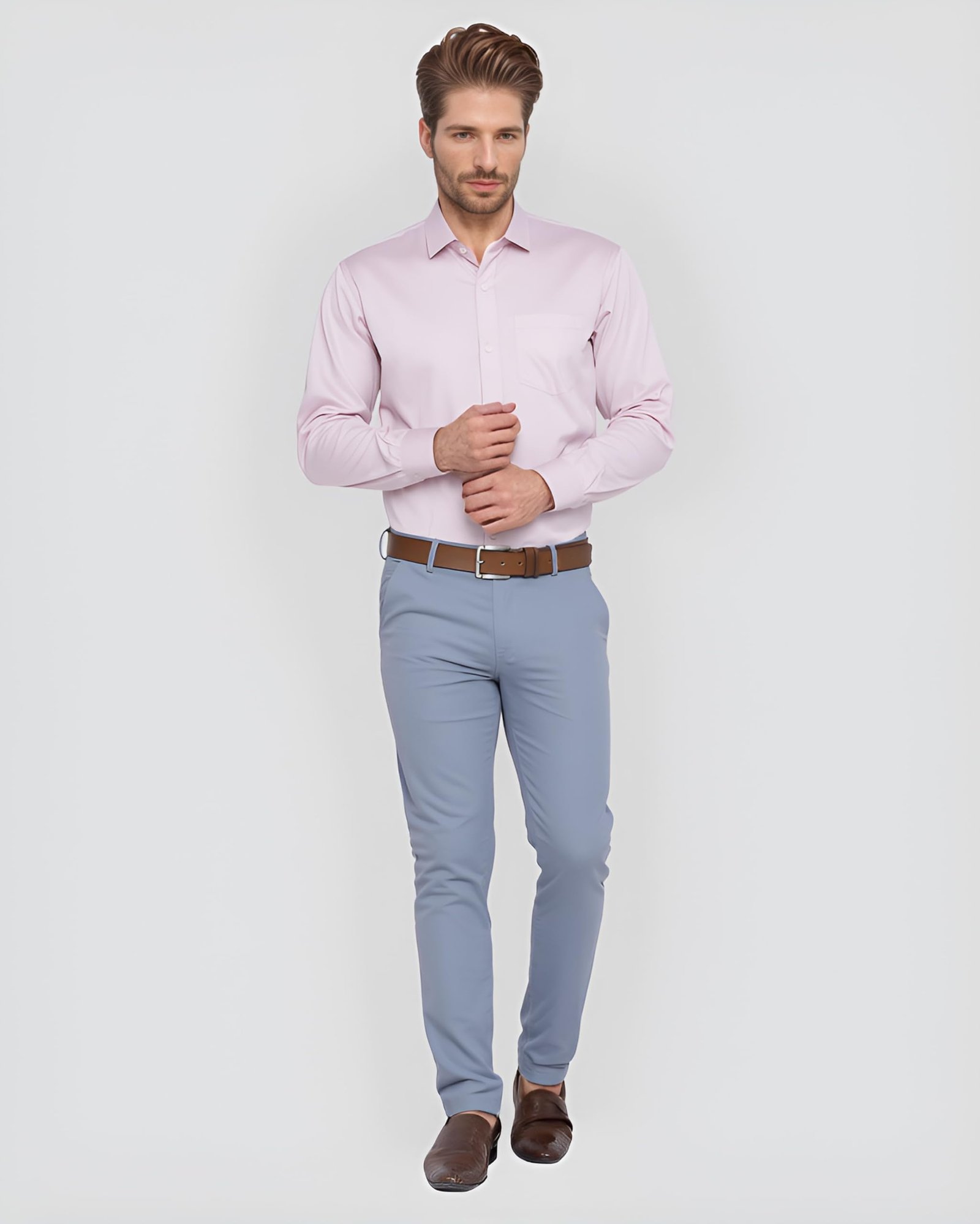 YSYB Dezines Men's Formal Shirt | Full Sleeve Office Wear Shirt | Cotton Blend Casual Shirt for Men, Color Pink, Size 42