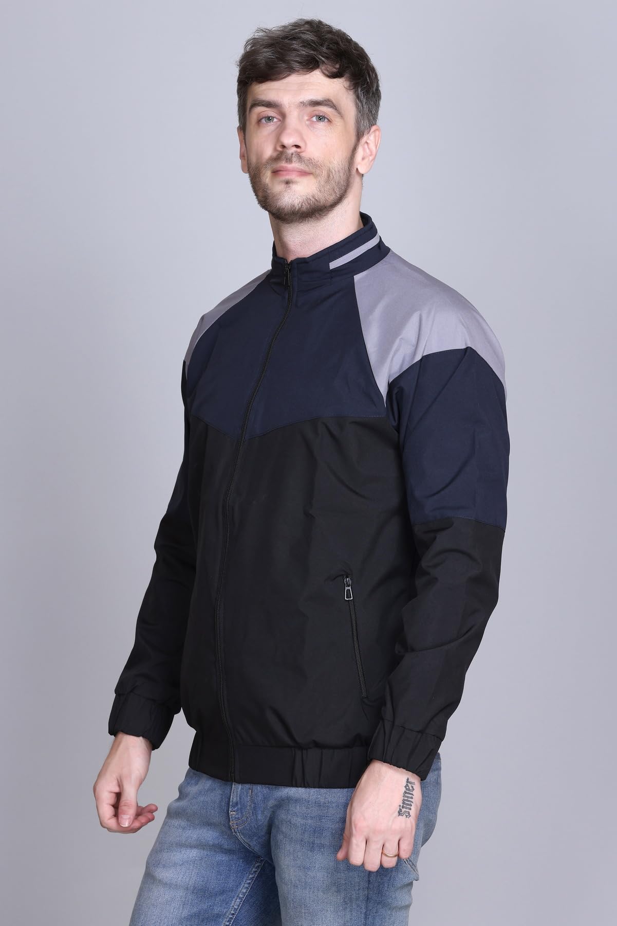 eKools Men's Winter Wear Nylon Windcheater Jacket (wind1-Black, Medium)