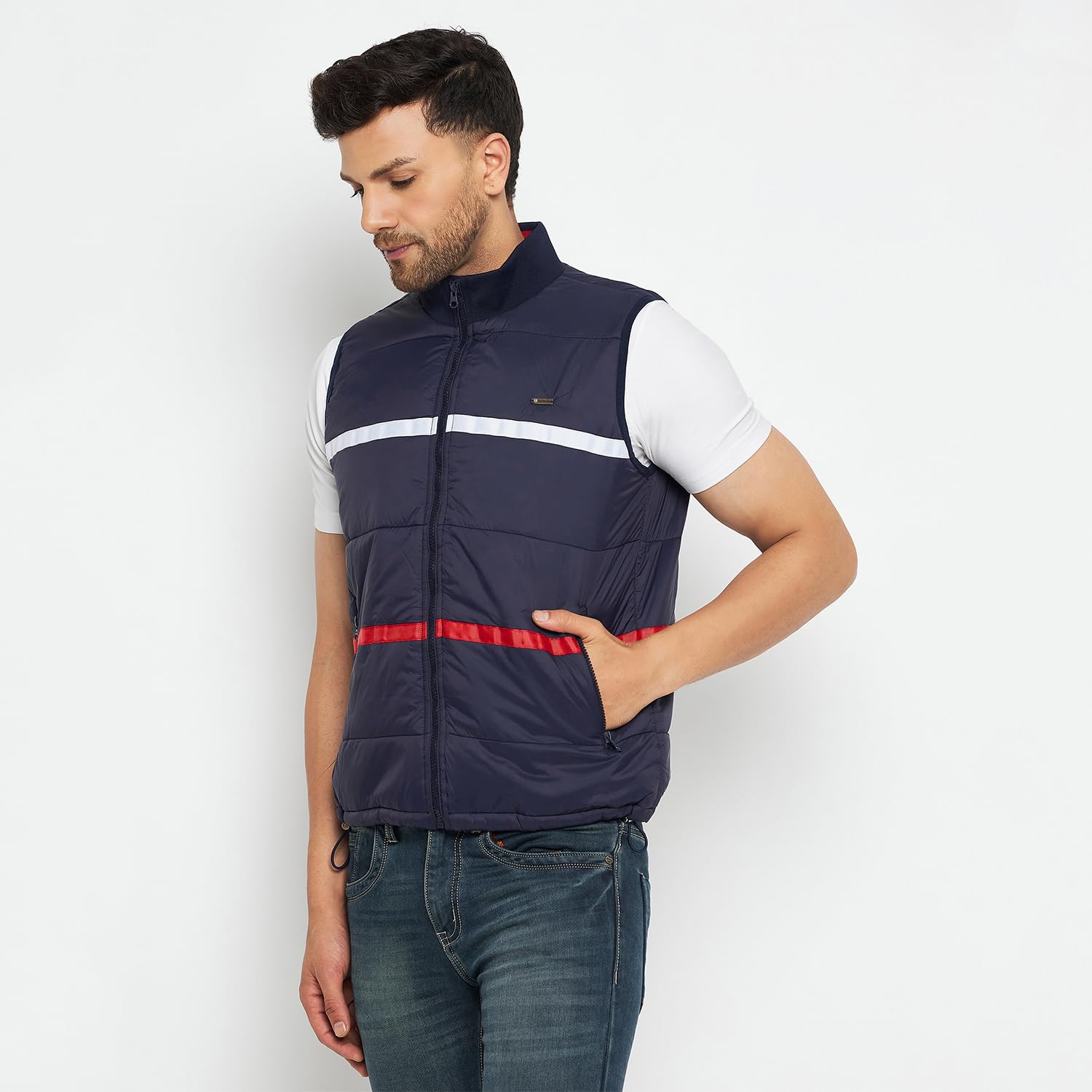 Duke Stardust Men Sleeveless Jacket (SDZ1841_Navy_L)