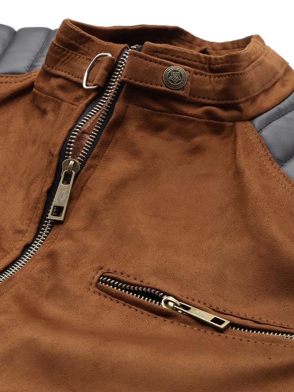 Leather Retail Men’s Casual Regular Fit Suede Jacket Brown M