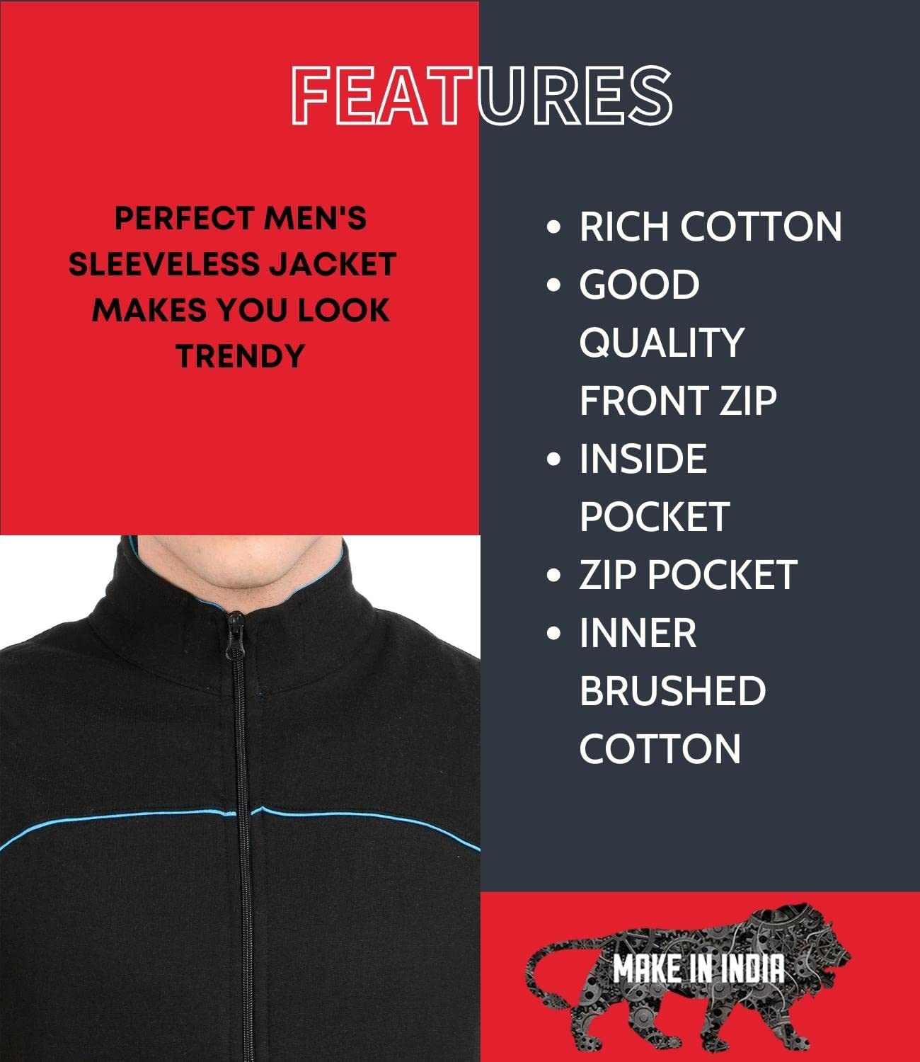 Scott International Men's Cotton Regular Fit Sleeveless Casual Jacket (FBA jslv1l_Black_Large)