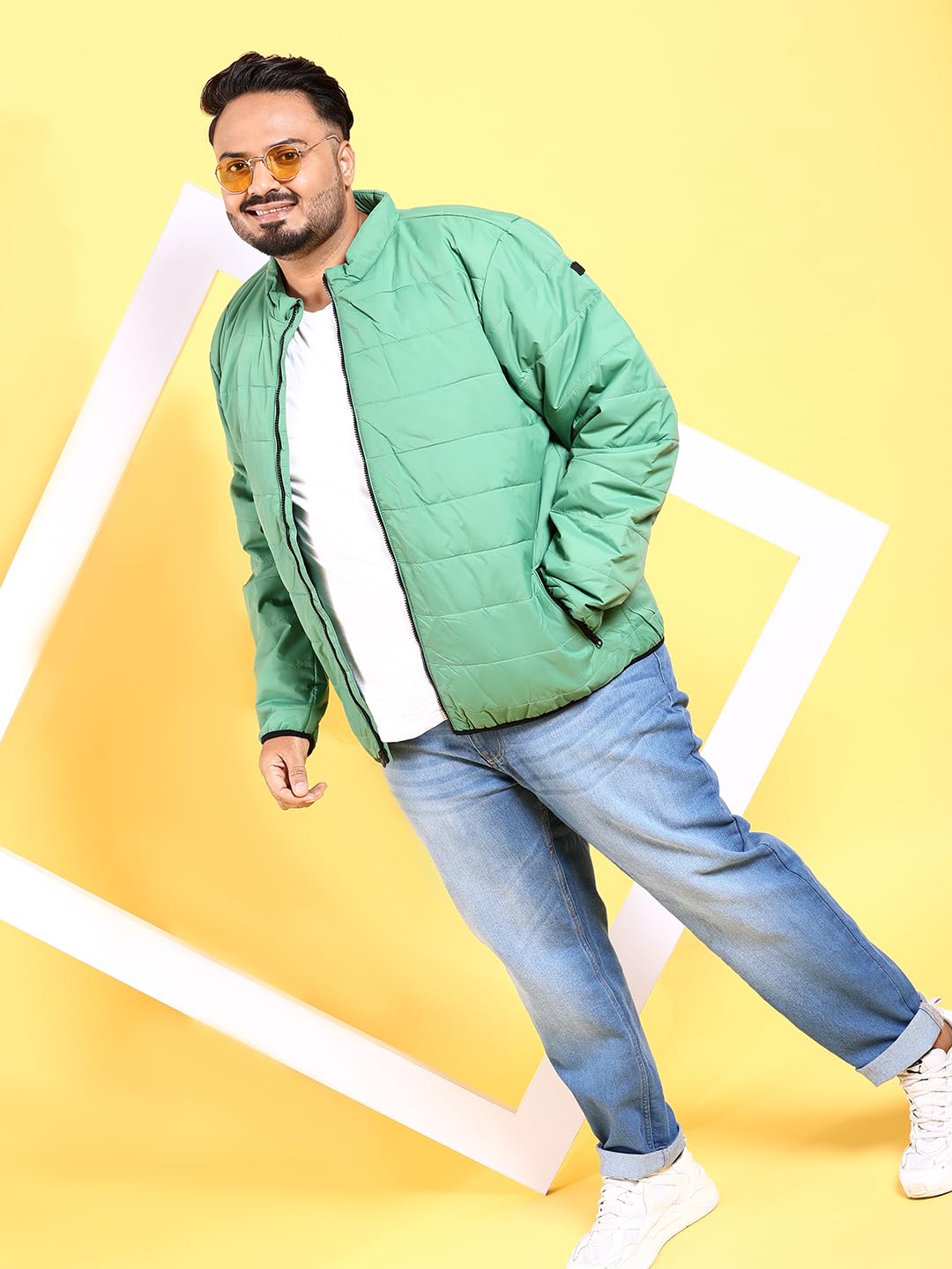 Hardsoda Mens Polyester Standard Length Quilted Jacket (0223-Hsjkt04-05_Dark Green_3Xl)