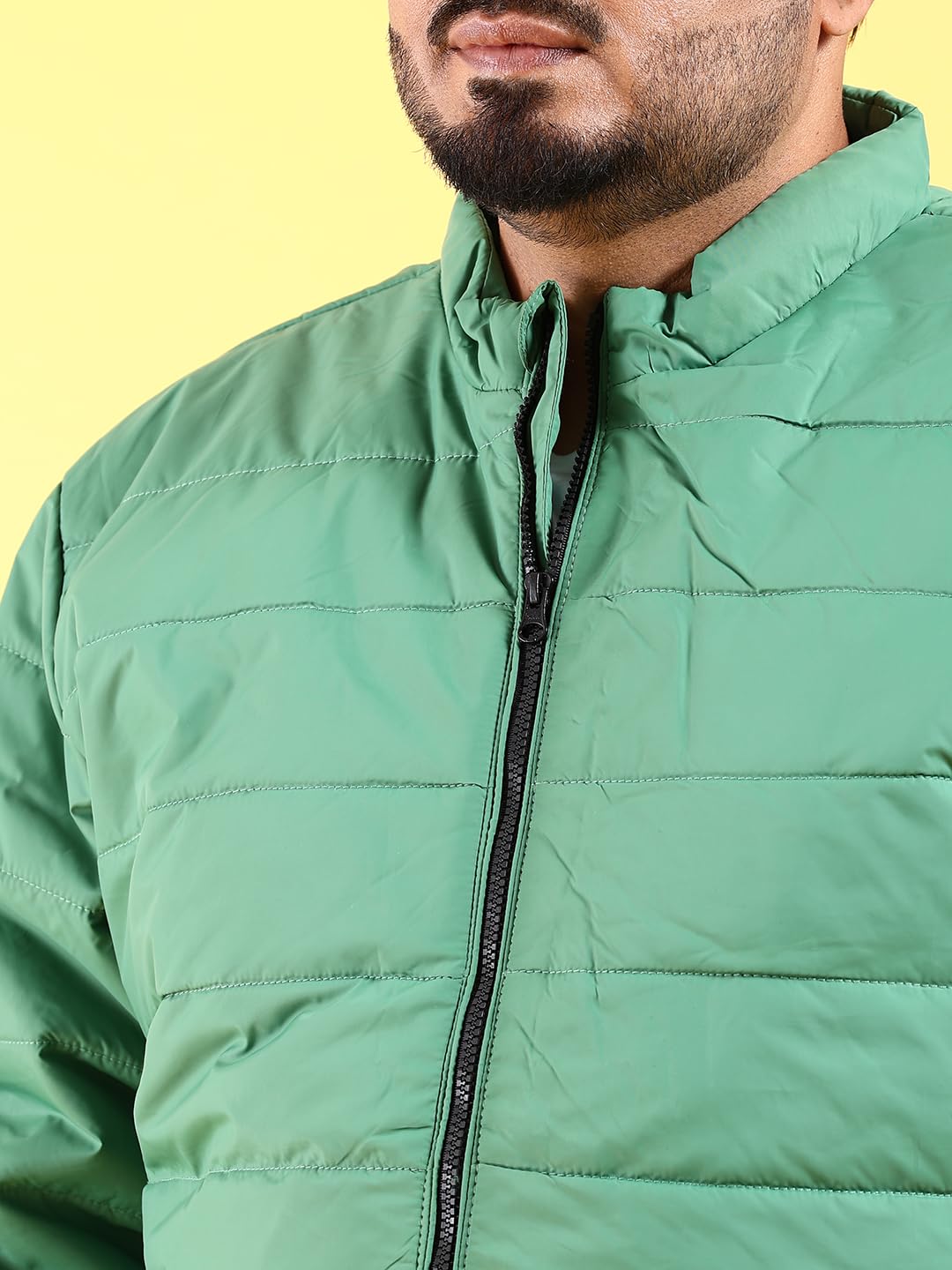 Hardsoda Mens Polyester Standard Length Quilted Jacket (0223-Hsjkt04-05_Dark Green_3Xl)