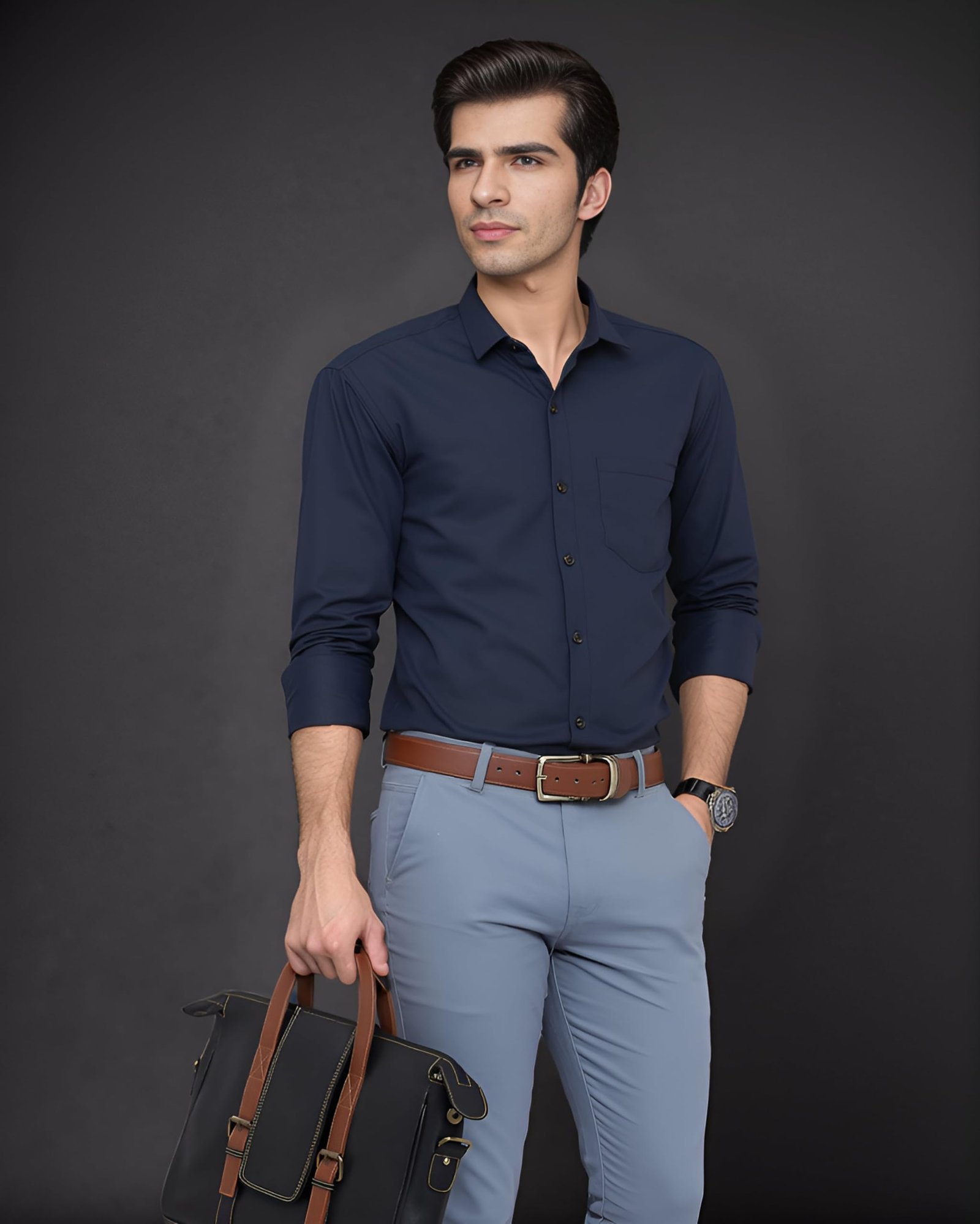 YSYB Dezines Men Formal Shirt | Full Sleeve Cotton Blend Shirt for Office, Party & Casual Stylish Shirts for Men, Color Blue, Size 38