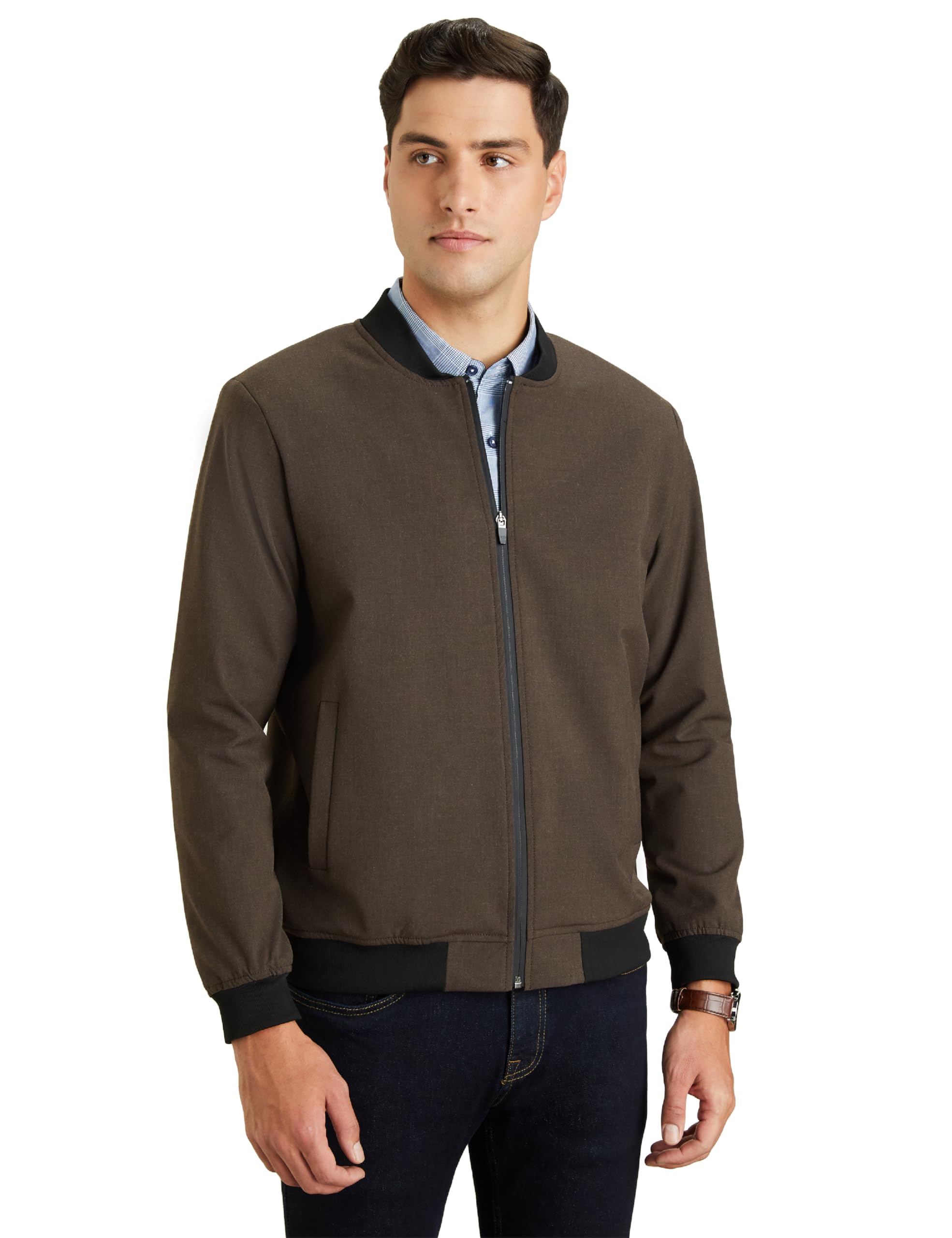 Symbol Premium Mens Smart Casual Fully Lined Mild Polyester Blend Standard Length Winter Jacket (Regular Fit) (SP-M-S24-JK-100_Brown_XL)