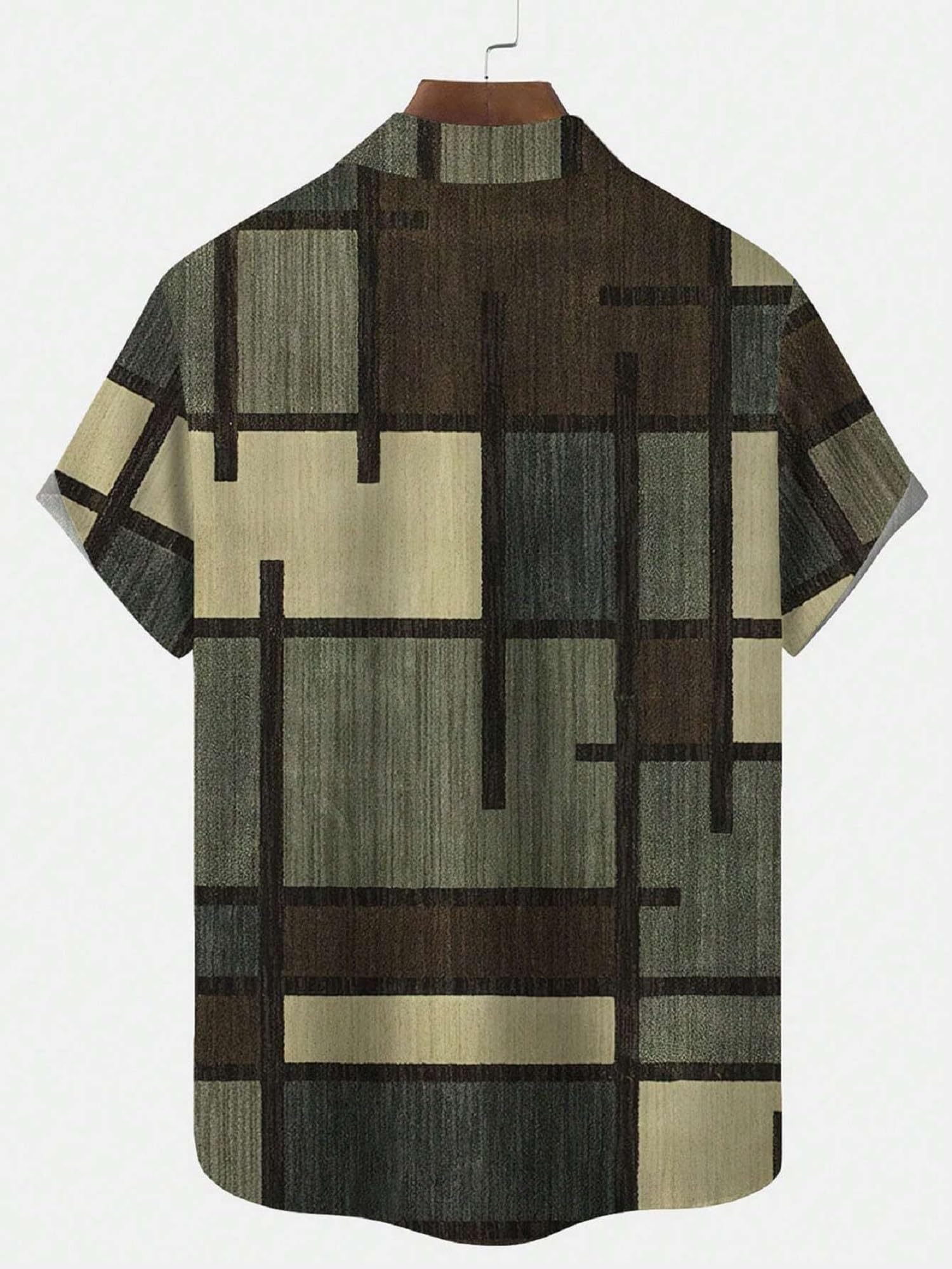 Lymio Men's Cotton Regular Fit Shirt (Geomatric-Green-L_Geeen)