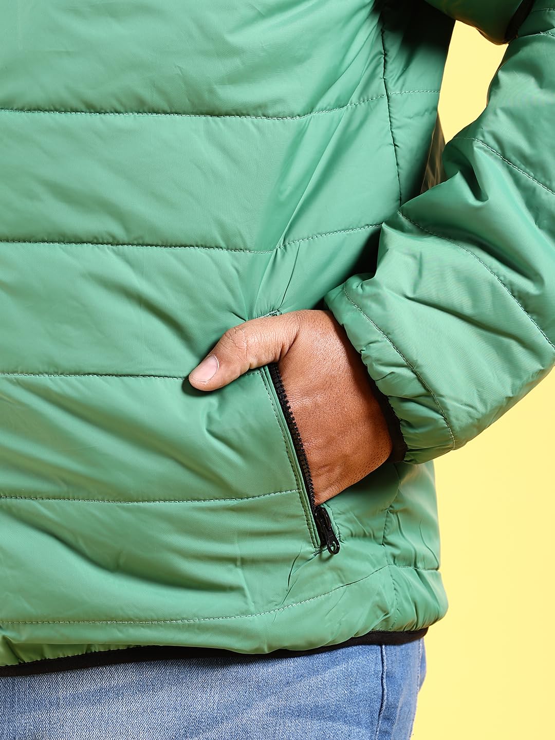 Hardsoda Mens Polyester Standard Length Quilted Jacket (0223-Hsjkt04-05_Dark Green_3Xl)