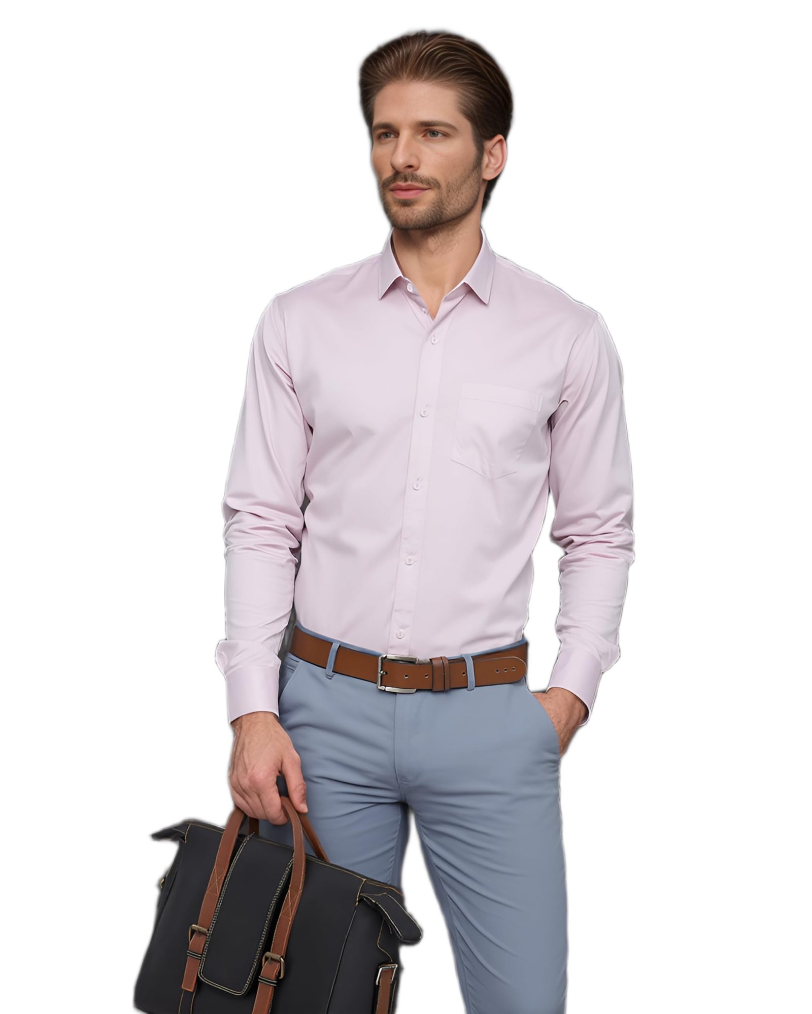 YSYB Dezines Men's Formal Shirt | Full Sleeve Office Wear Shirt | Cotton Blend Casual Shirt for Men, Color Pink, Size 42