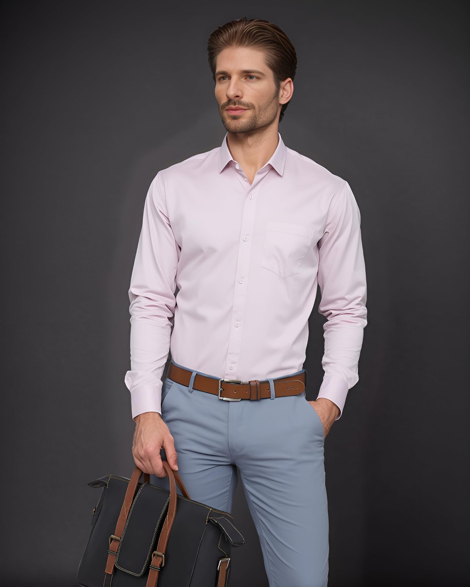 YSYB Dezines Men's Formal Shirt | Full Sleeve Office Wear Shirt | Cotton Blend Casual Shirt for Men, Color Pink, Size 42