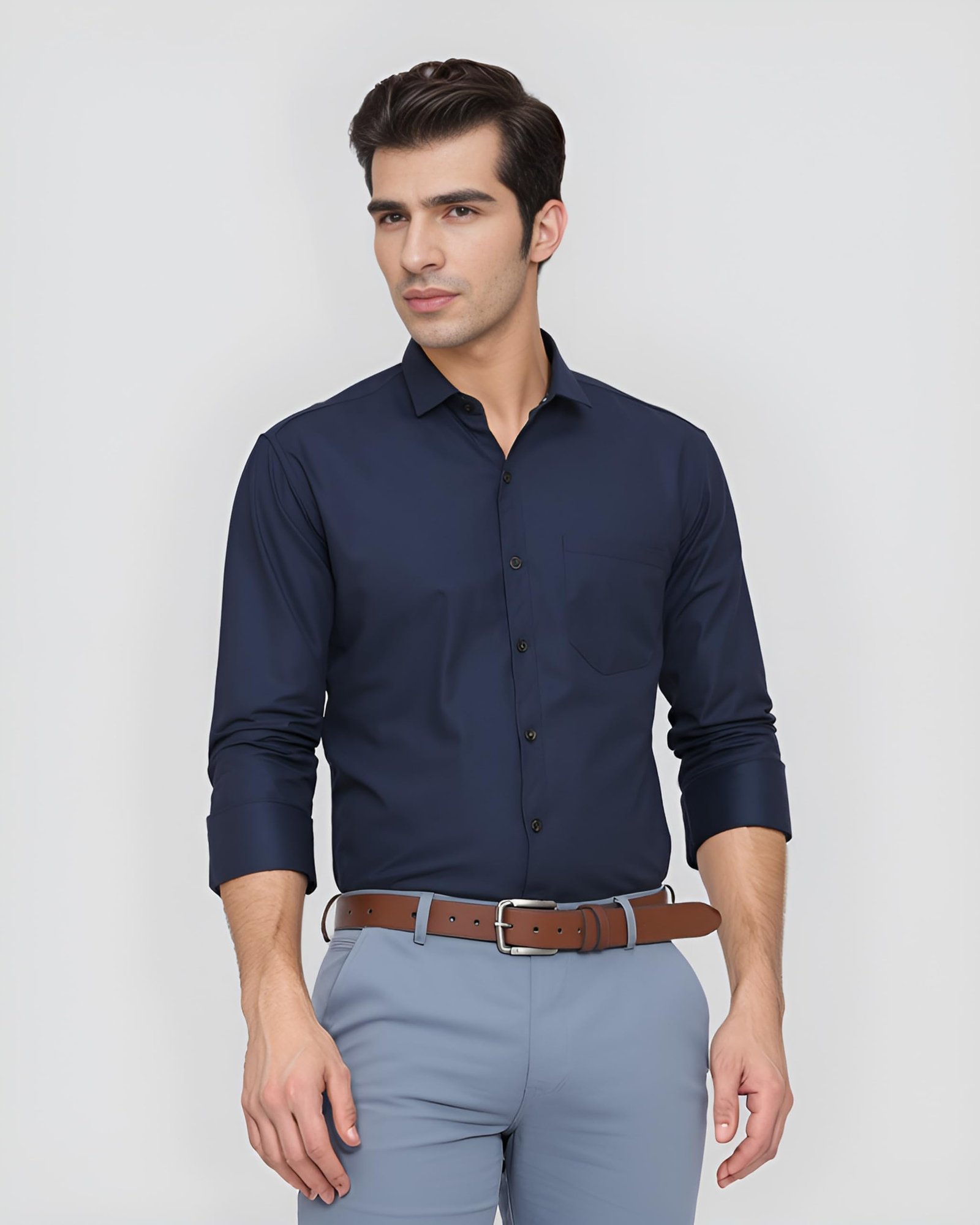 YSYB Dezines Men Formal Shirt | Full Sleeve Cotton Blend Shirt for Office, Party & Casual Stylish Shirts for Men, Color Blue, Size 38