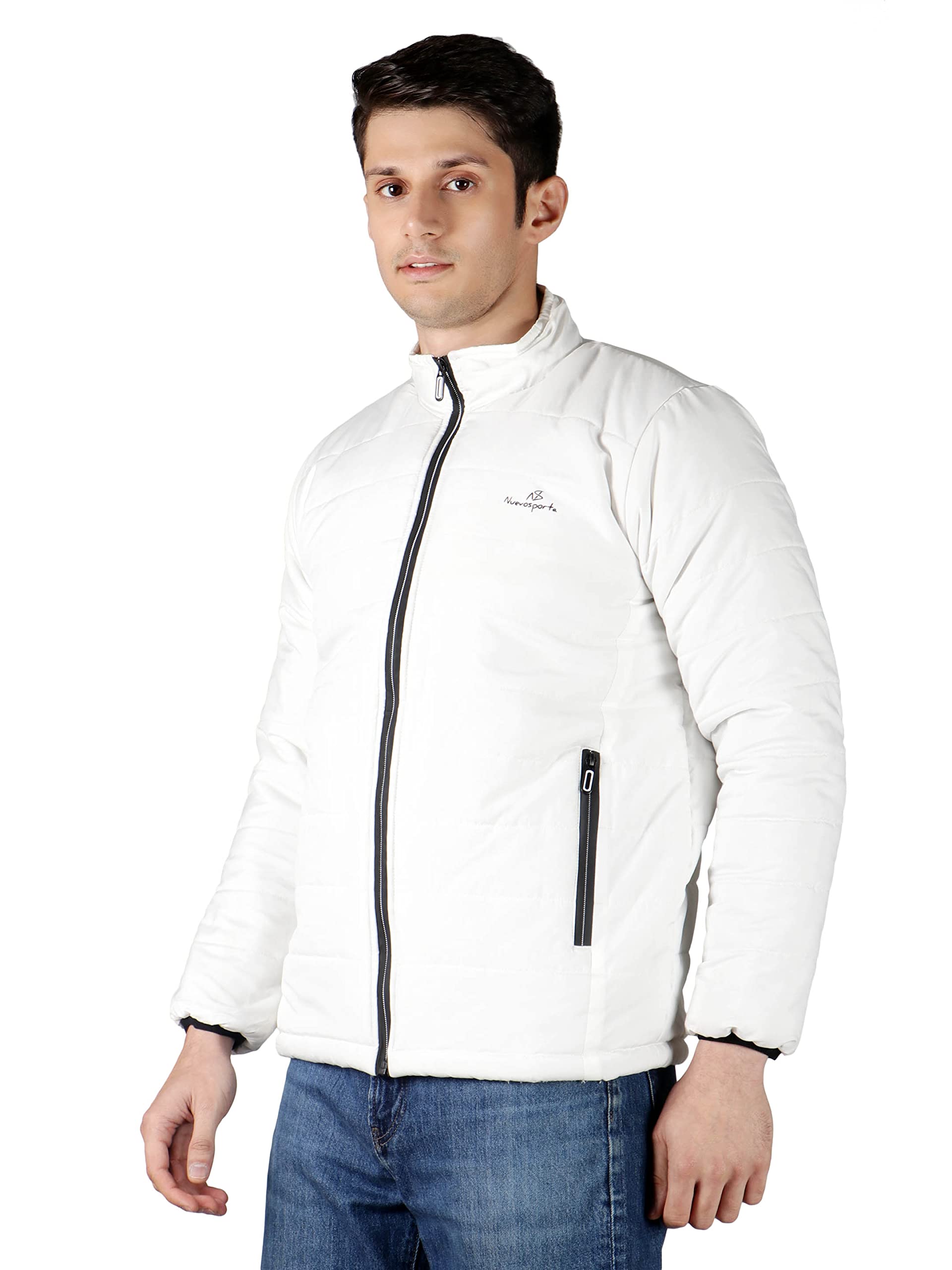 NUEVOSPORTA SOLID WHITE FULL SLEEVE MEN's PUFFER JACKET, Large