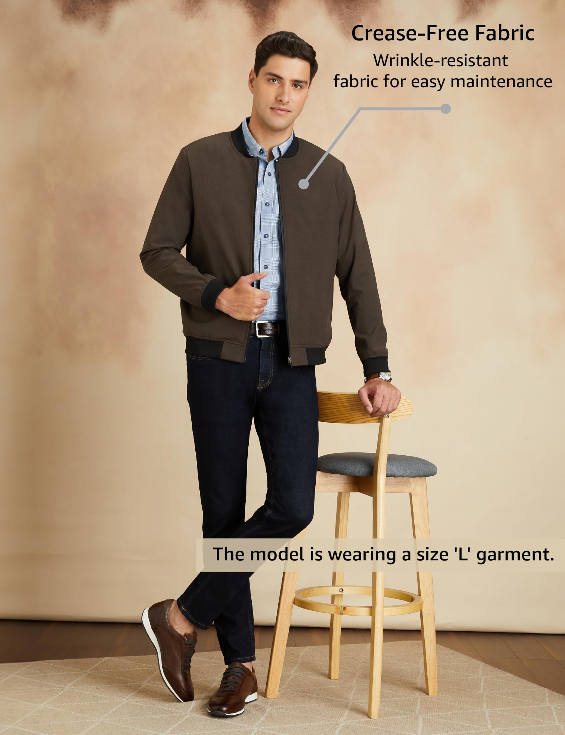 Symbol Premium Mens Smart Casual Fully Lined Mild Polyester Blend Standard Length Winter Jacket (Regular Fit) (SP-M-S24-JK-100_Brown_XL)