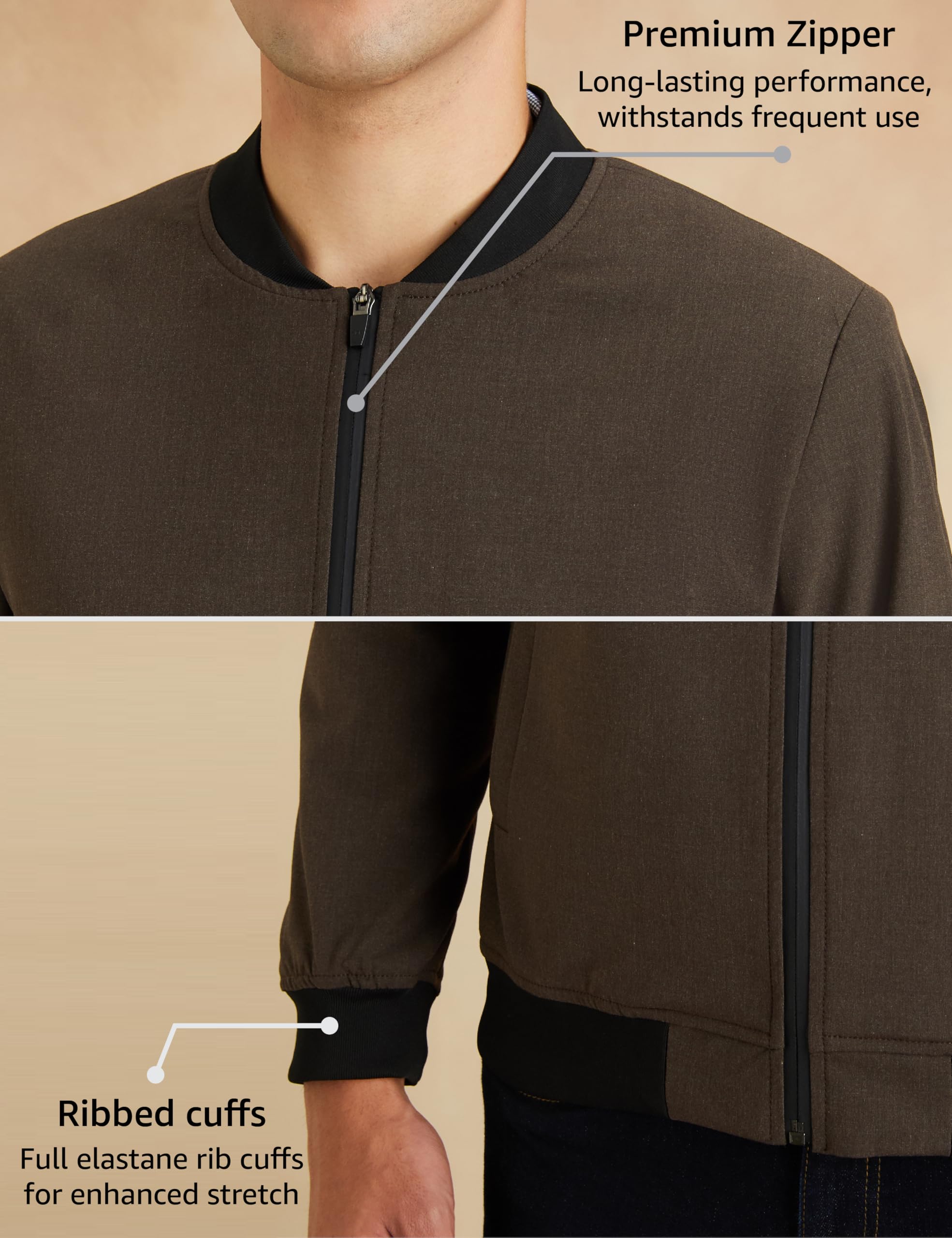 Symbol Premium Mens Smart Casual Fully Lined Mild Polyester Blend Standard Length Winter Jacket (Regular Fit) (SP-M-S24-JK-100_Brown_XL)