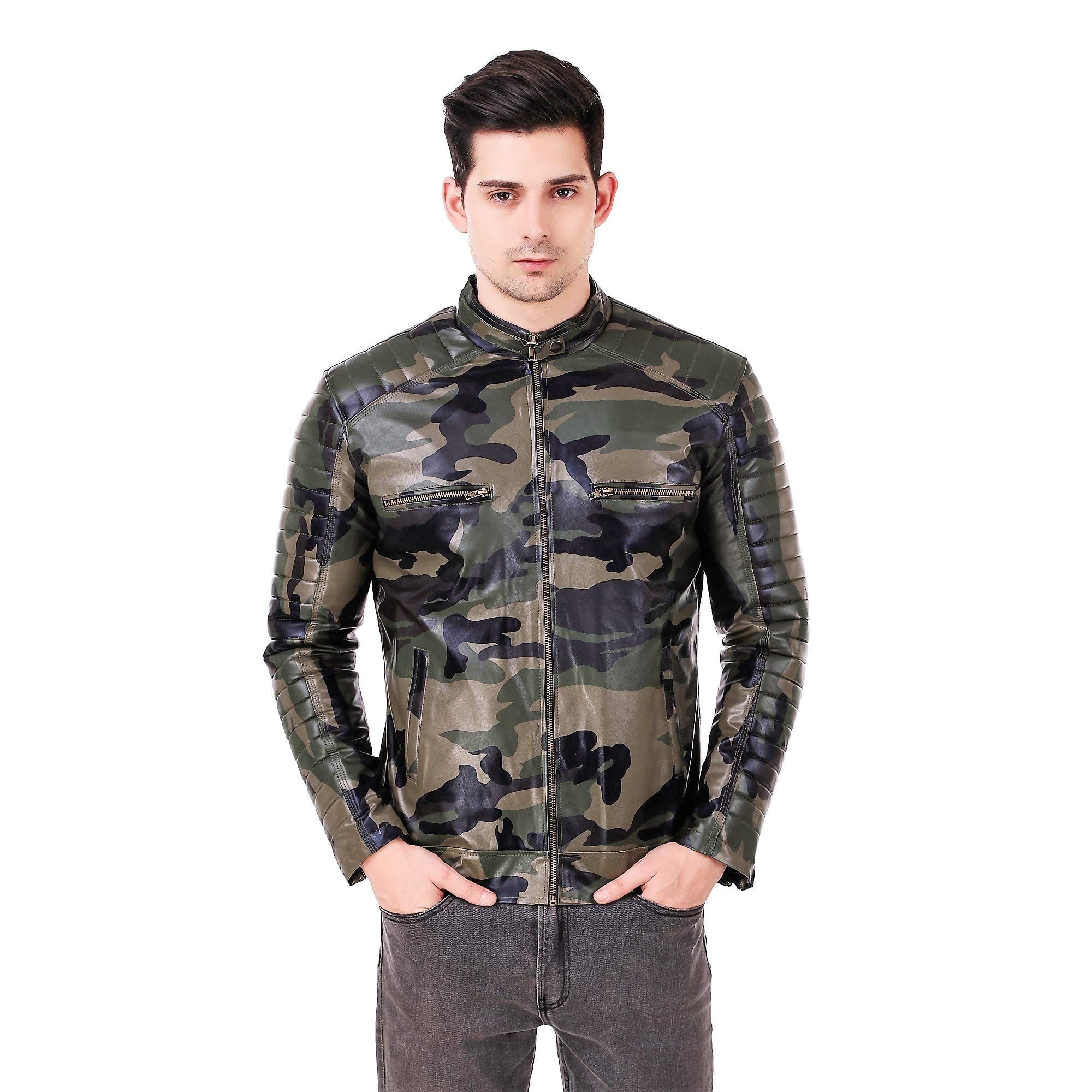 Leather Retail Men Solid Regular Jacket (LRADMI3X032_Multicolored_3XL)
