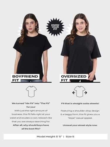 Bewakoof Women's All Over Printed Oversized Fit Half Sleeve Round Neck Cotton Jersey T-Shirt_627770_Yellow_M