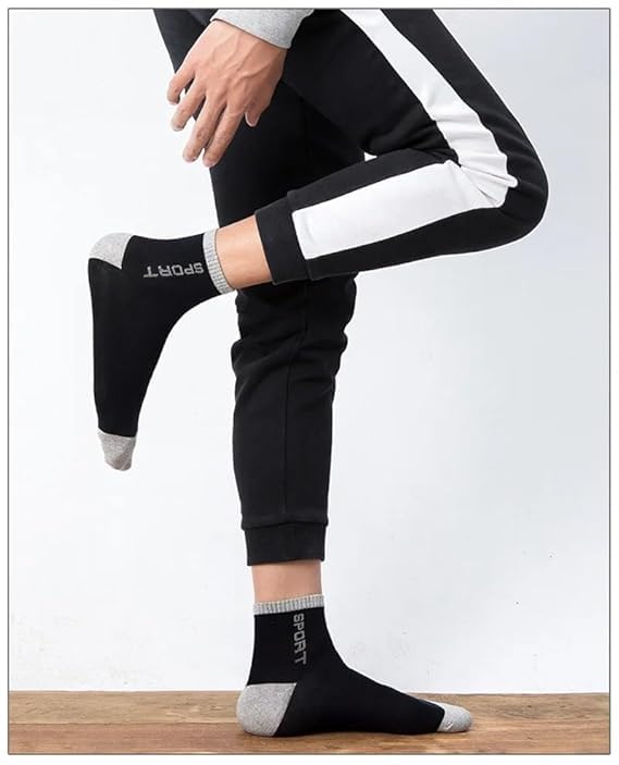 JhaikaL Men's Cotton Sports Ankle Socks, Multicolour, Pack of 5 Pairs