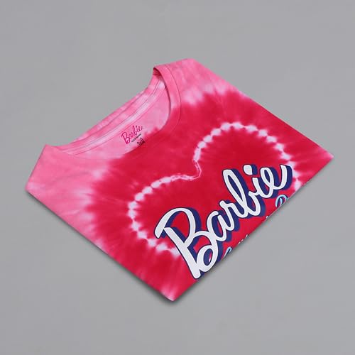 Free Authority Official Barbie Merchandise Women's Graphic Printed Pink Relaxed Fit Half Sleeve Round Neck Cotton T-Shirt