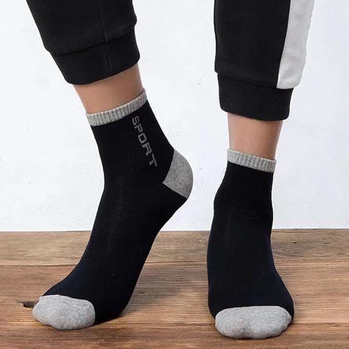 JhaikaL Men's Cotton Sports Ankle Socks, Multicolour, Pack of 5 Pairs