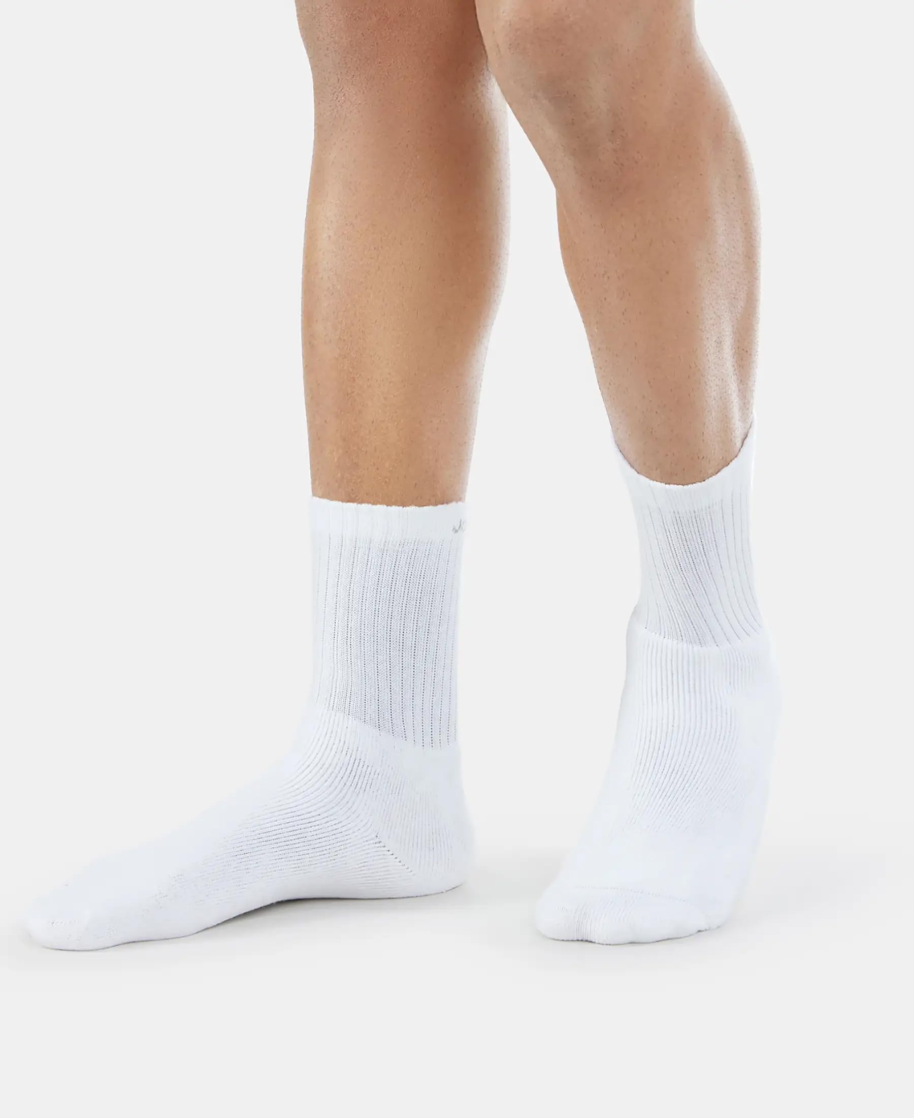 Jockey Men's Calf Length Cotton Socks 7030_White_Free Size