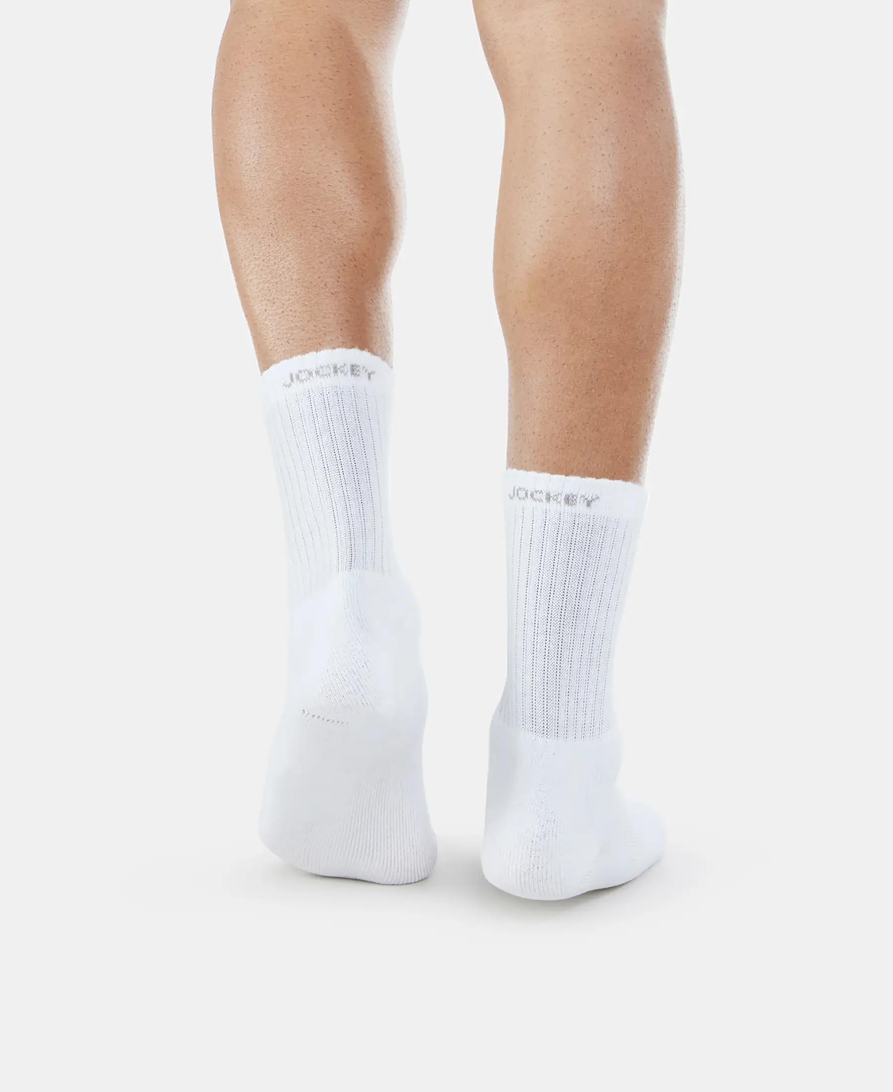 Jockey Men's Calf Length Cotton Socks 7030_White_Free Size