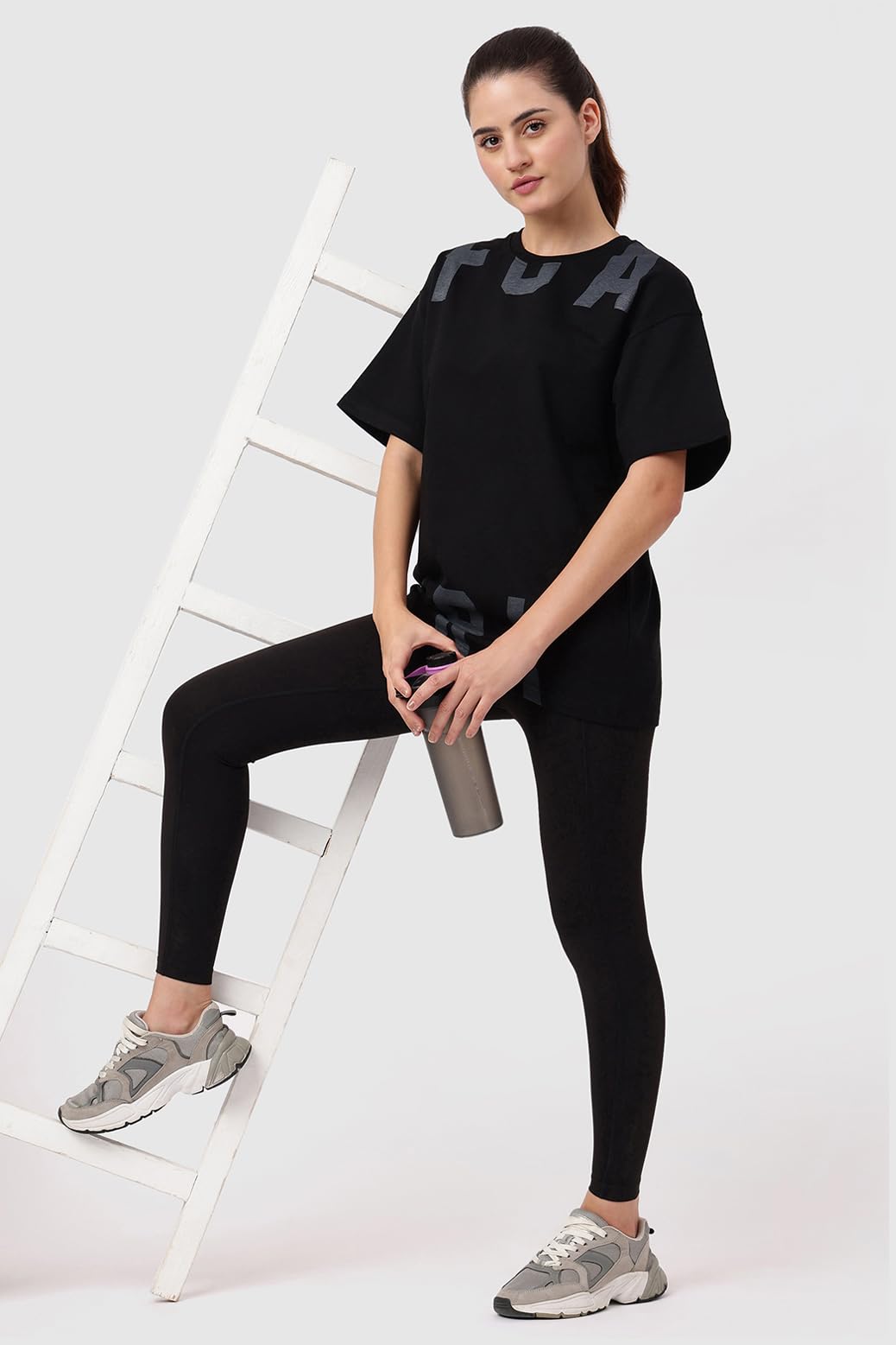 FUAARK Women's Refined Half Sleeve Cotton Oversized Fit Printed Dropshoulder T-Shirt