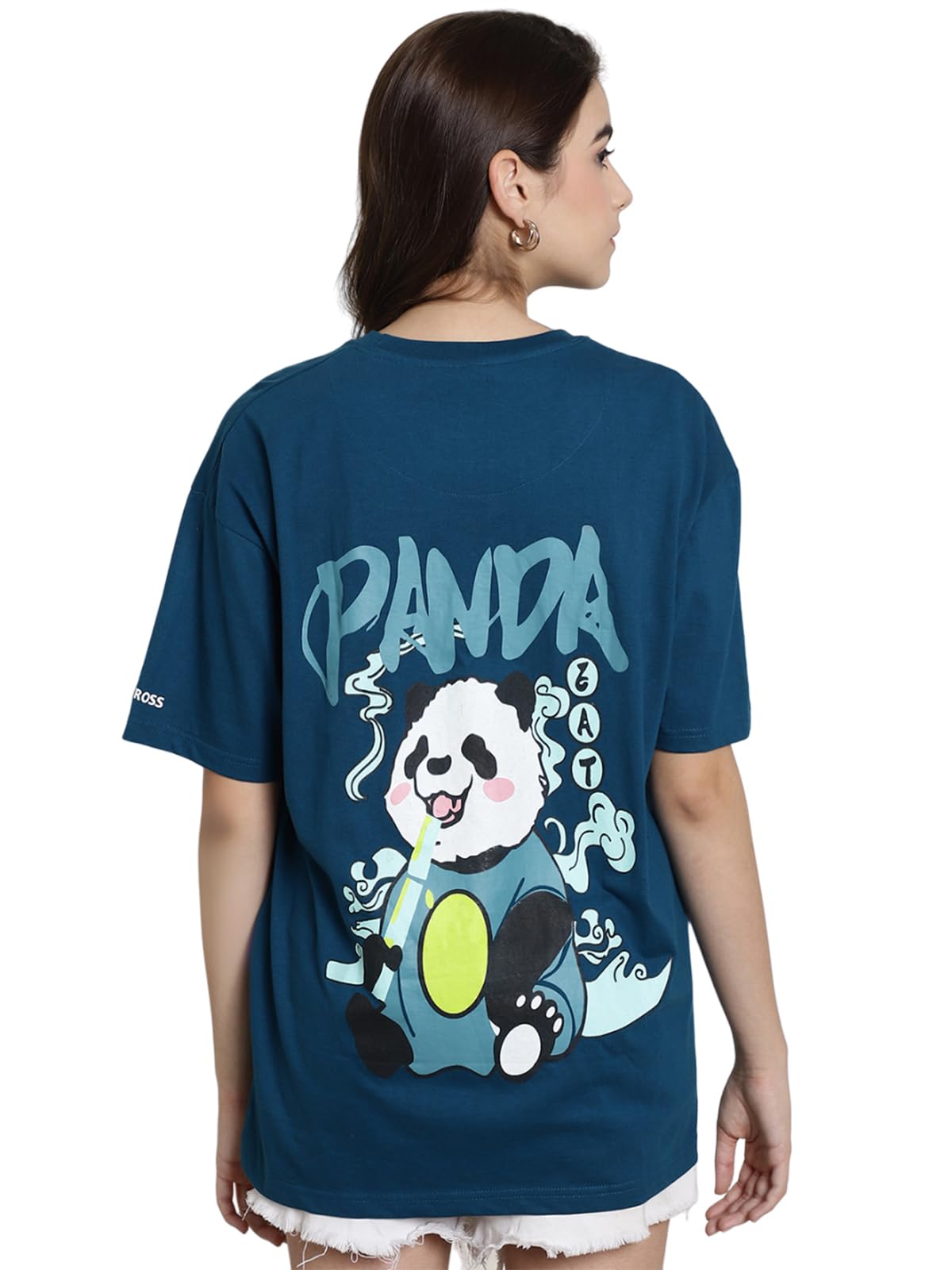 Fabflee Pure Cotton Oversized Baggy Fit Drop Shoulder Latest Aesthetic & Cool Graphic Printed Half Sleeve Tshirt for Women |Trendy Tees |Casual Loose Korean T-Shirt, Dark Green, S