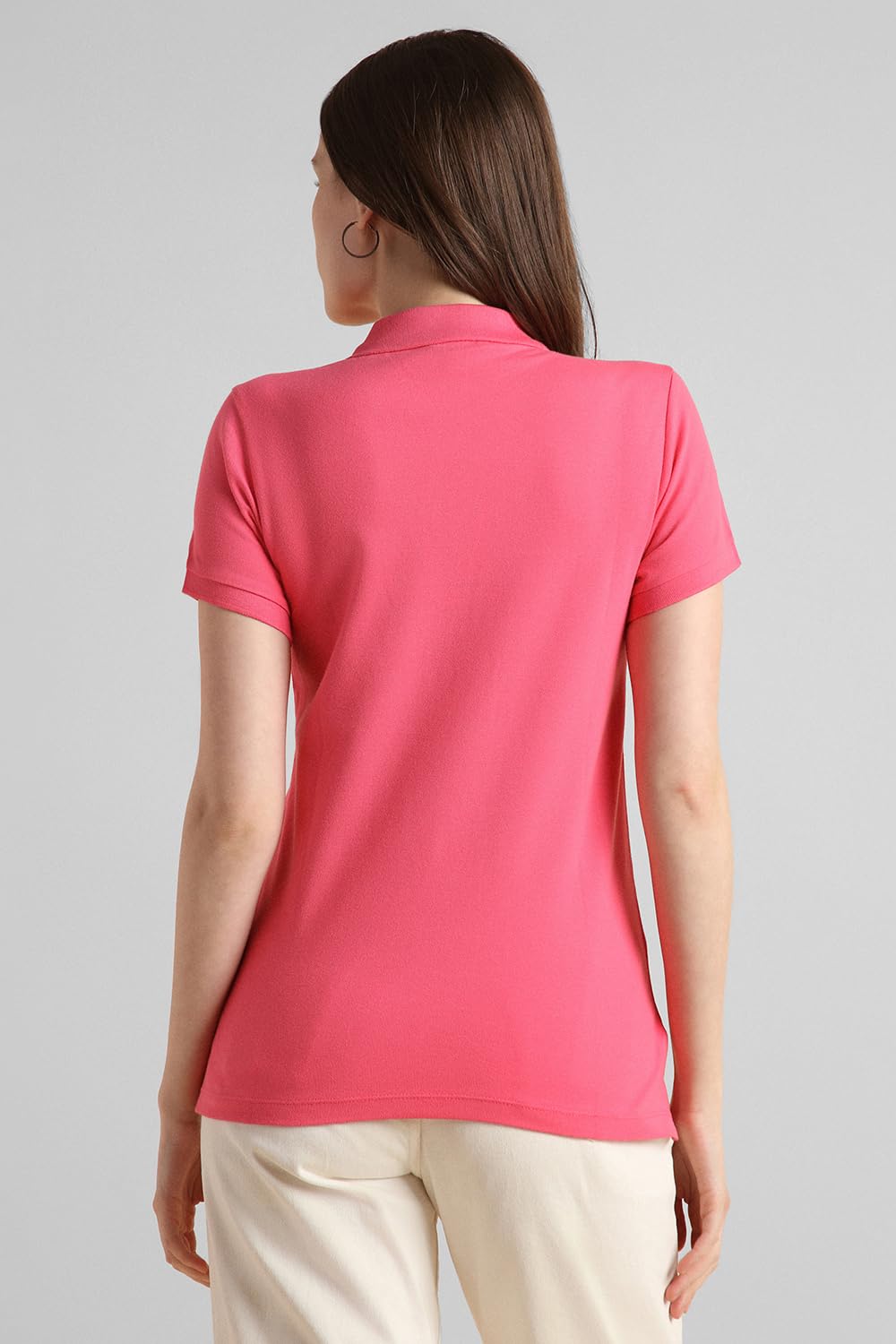 Van Heusen Women Cotton Solid Regular Fit T-Shirt (VWCTURGF132760_Dark Pink, Large