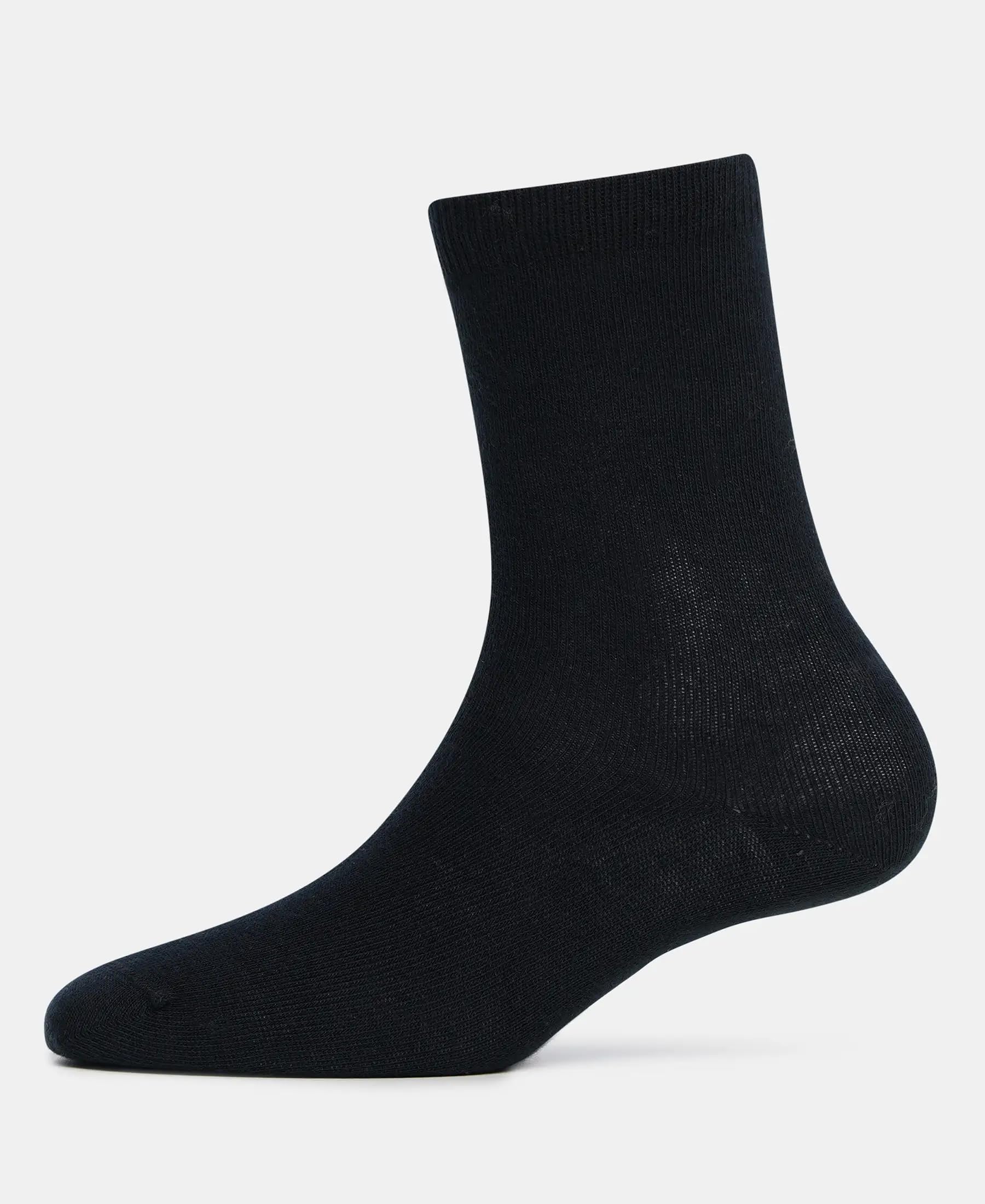 Jockey Kids Calf Length Cotton Socks 7800_Black_7-8 Yrs