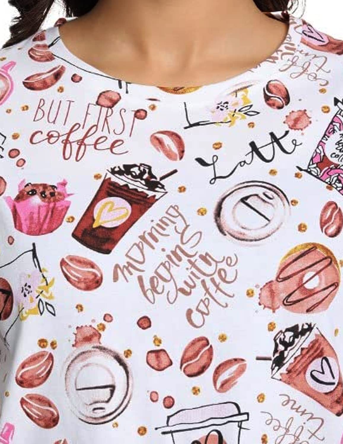 JUNEBERRY White Cotton Round-Neck T-Shirt with Conversational Print or Women