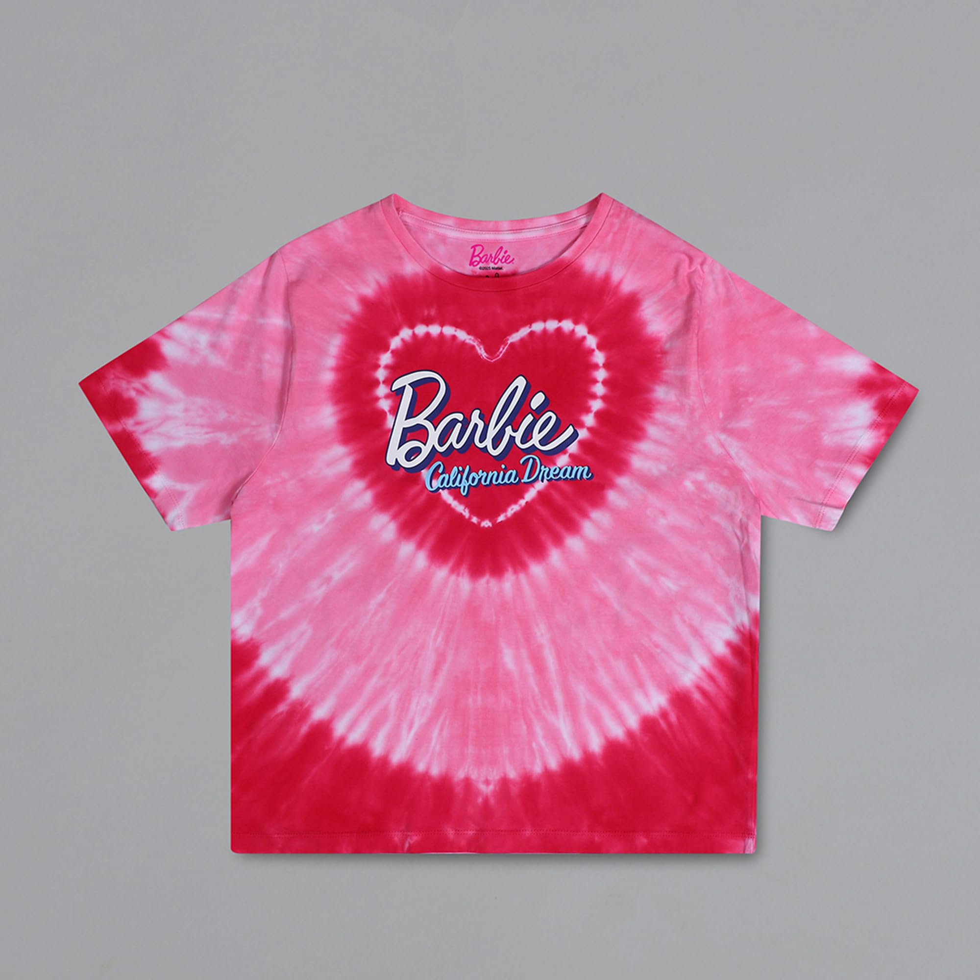 Free Authority Official Barbie Merchandise Women's Graphic Printed Pink Relaxed Fit Half Sleeve Round Neck Cotton T-Shirt