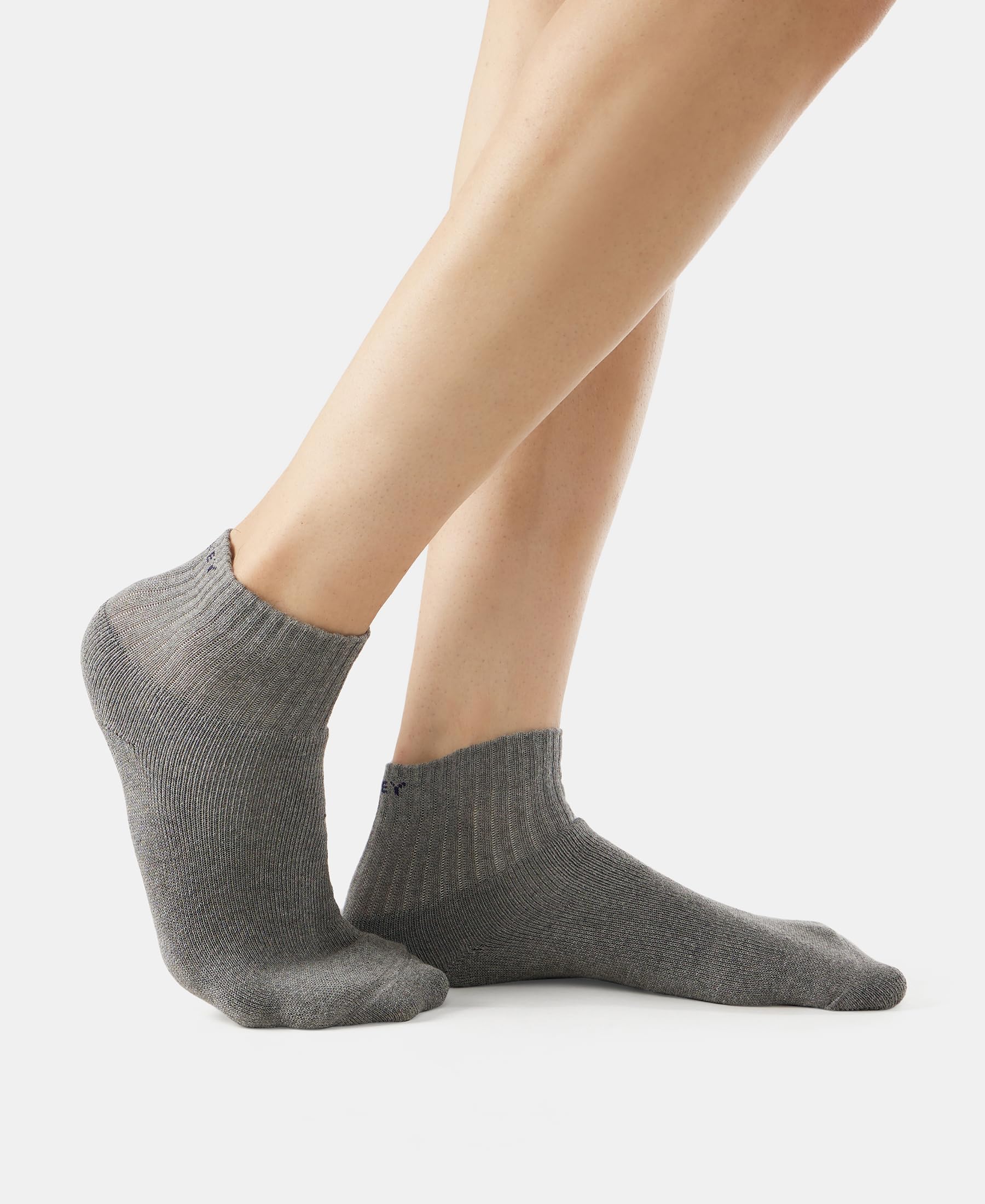 Jockey Men's Ankle Length Sports Cotton Socks (Pack of 3) 7036_Black/Midgrey Mel/Char Mel_Free Size