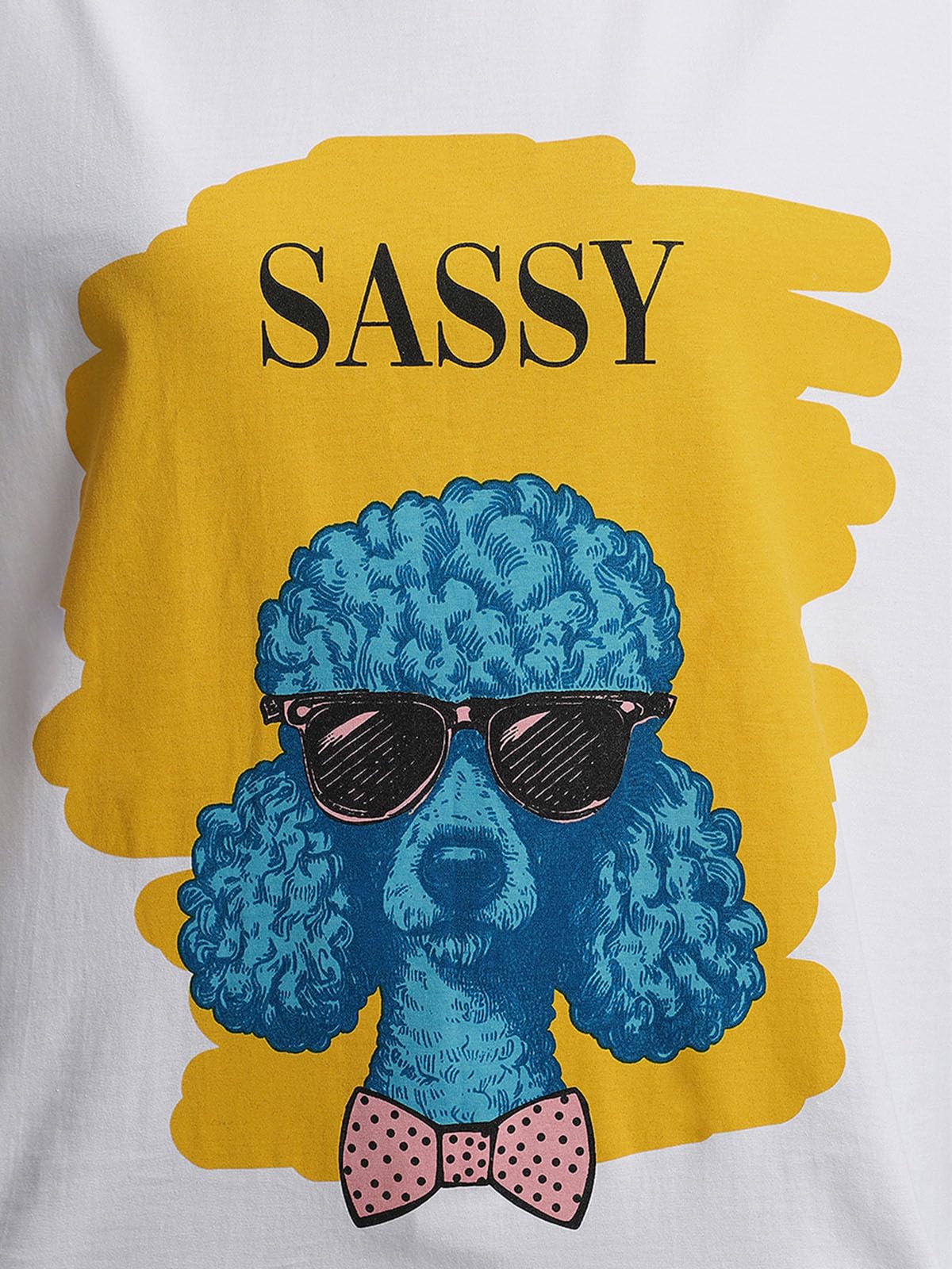 JUNEBERRY® Pure Cotton Oversized Baggy Fit Cool Sassy Graphic Printed White T-Shirt for Women (OS_J_Sassy_WT_L)