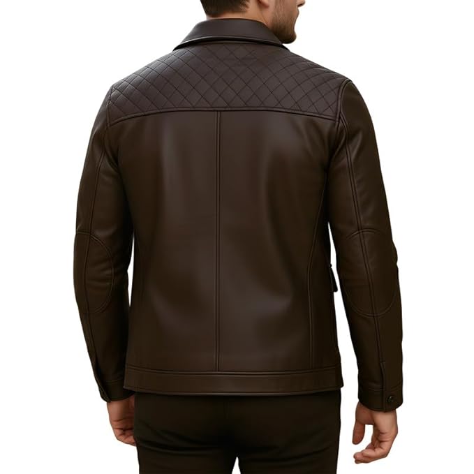 Urbanhides Iron Edge Luxe Mode Mens Lambskin Leather Jacket | Men's Leather Jackets, Dark Brown Leather Jacket, Lambskin Jackets, Regular Fit, Four Pockets
